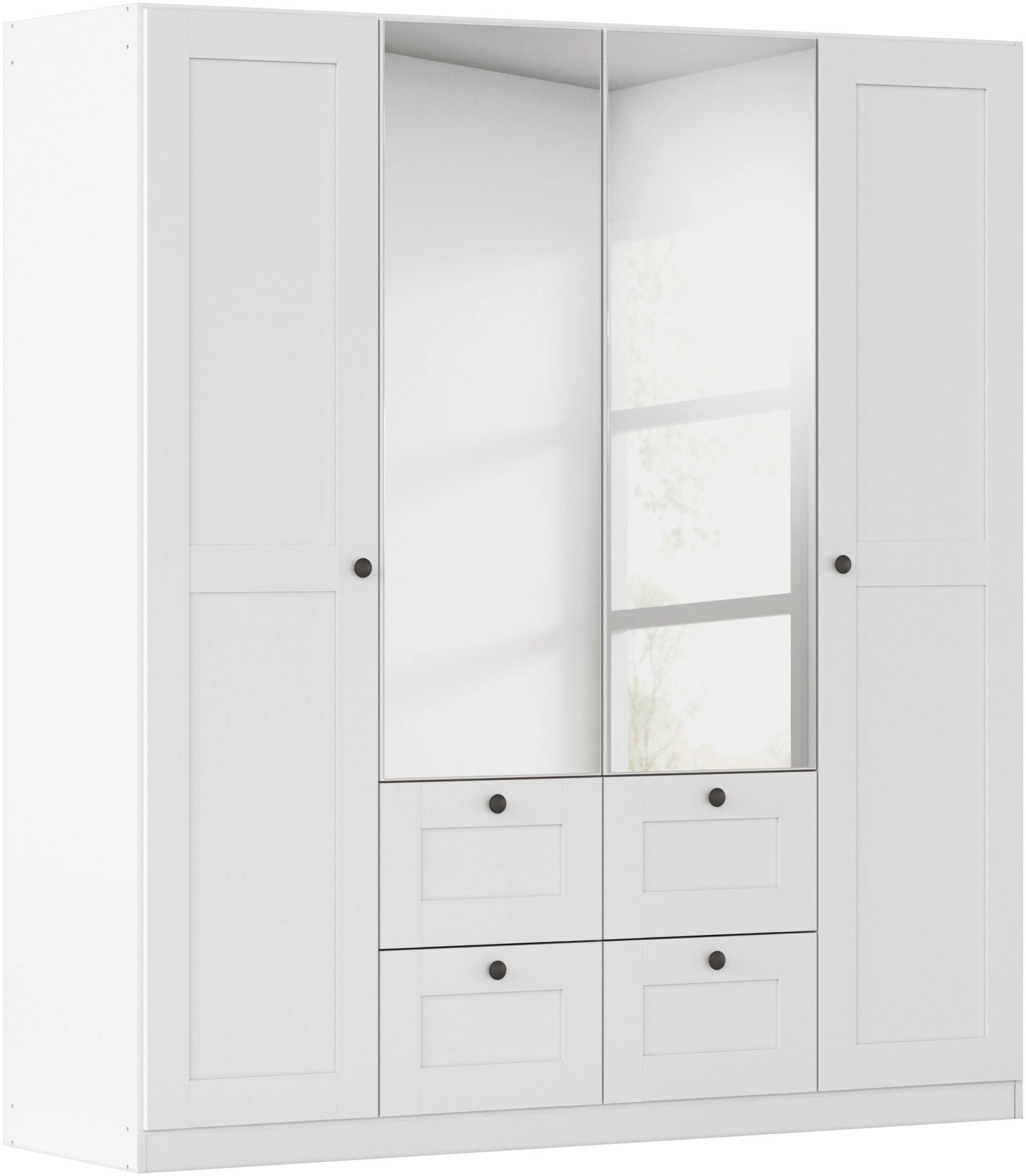 OTTO home Kleiderschrank "Mehrzweckschrank Aktenschrank Möbel Mietswohnung Schlafzimmer YLVA" Breiten: 90/135/180 cm, Höhe 197 cm, skandinavischer Style mit Rahmenfront und Knopfgriffen MADE IN GERMANY