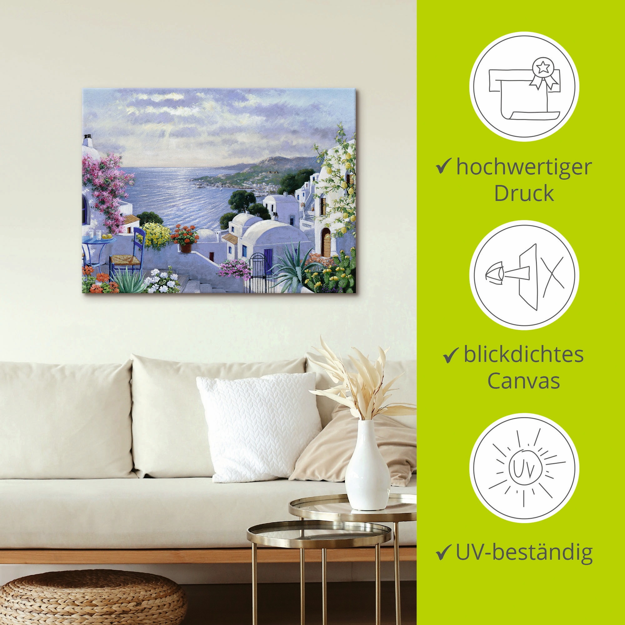 Artland Wandbild »Funkelndes Griechenland«, Gewässer, (1 St.), als Leinwandbild, Poster, Wandaufkleber in verschied. Größen