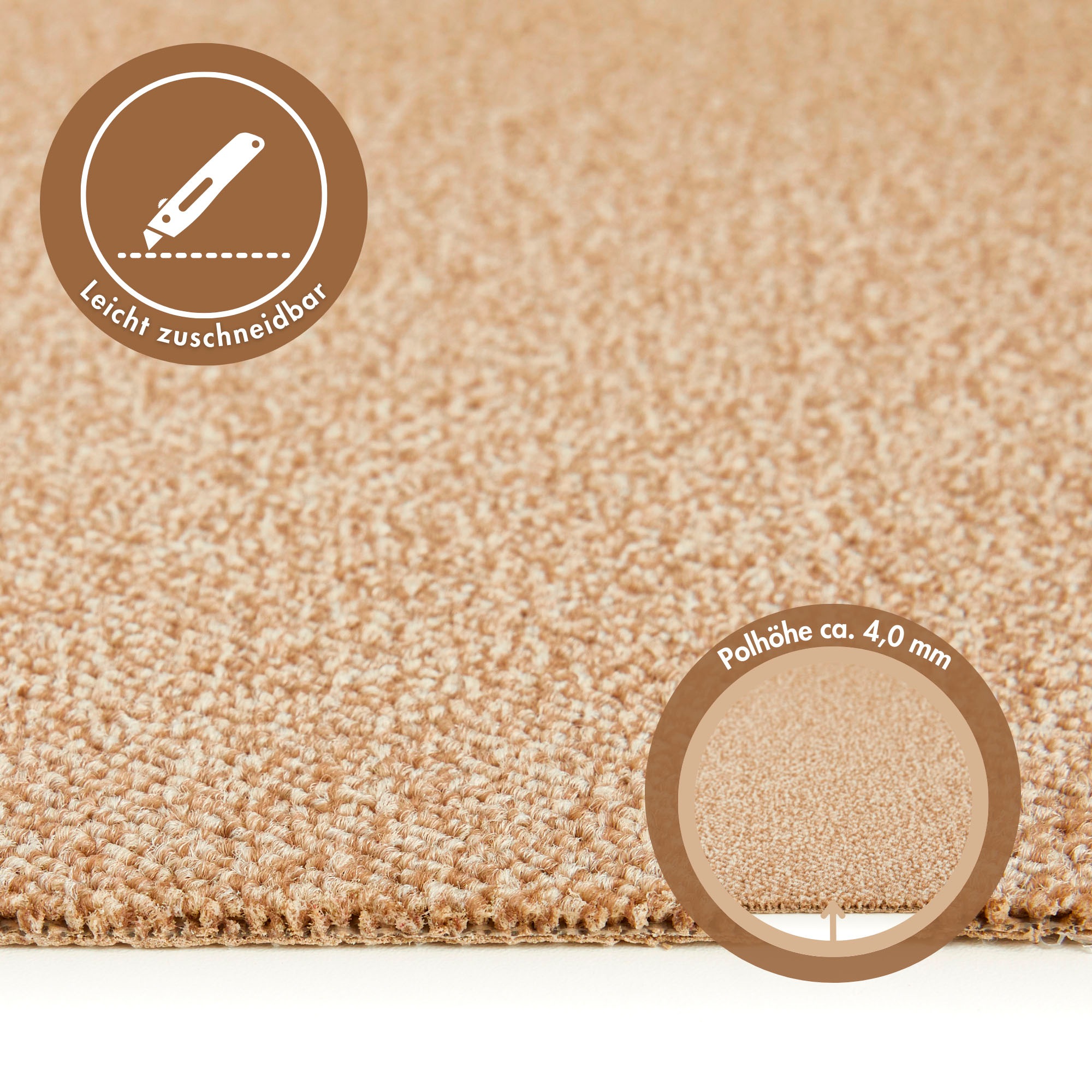 ANDIAMO Matz Loop Pile Carpet Sand 500x500cm 3