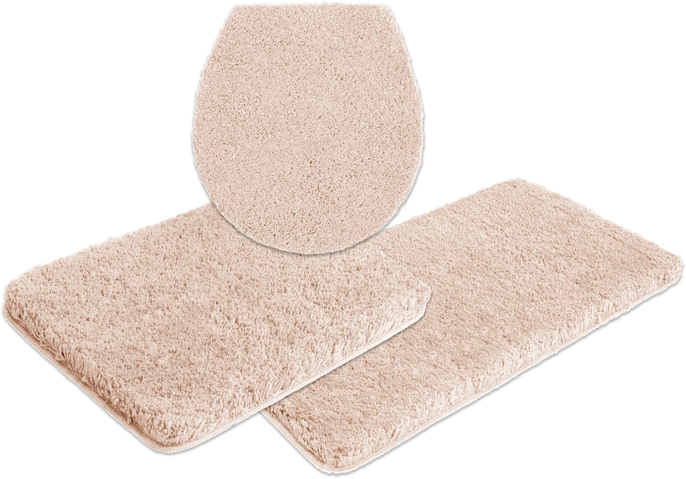 my home Badematte »Sanremo, Badvorleger, Badezimmer Teppich, sehr weich«, rutschhemmend beschichtet, fußbodenheizungsgeeignet-schnell trocknend, Badteppich, unifarben, rechteckig, rund & als 3-tlg. Set erhältlich