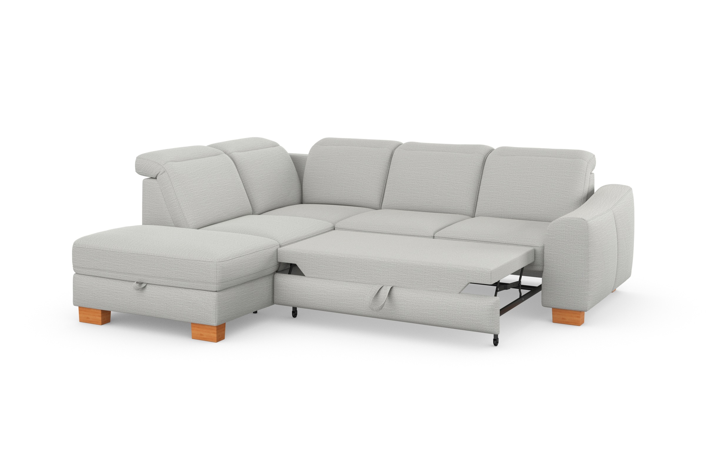 sit&more Ecksofa »Dundee L-Form«, mit Federkern und Massivholzfüßen, wahlweise mit Kopfteilverstellung