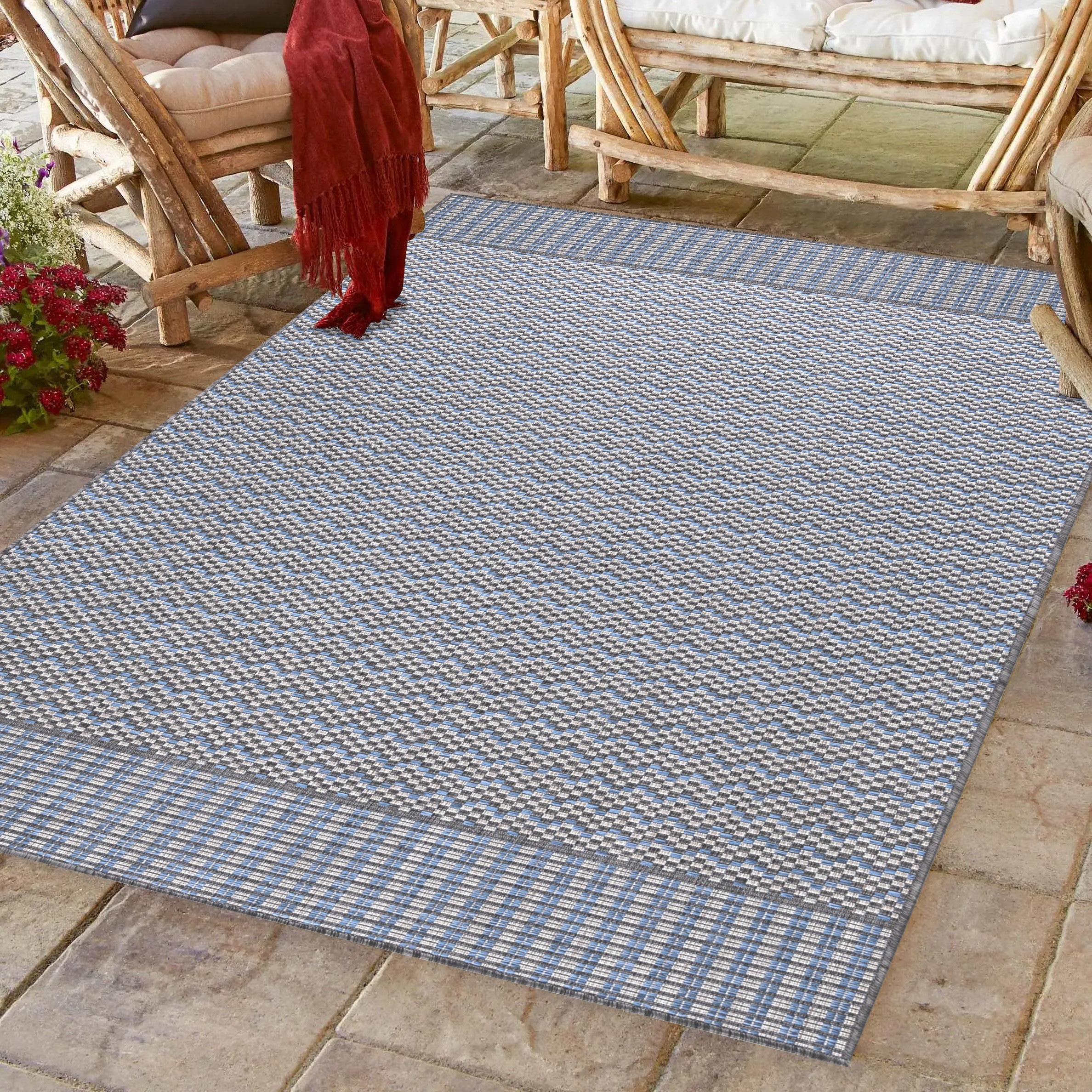 Outdoorteppich AYYILDIZ TEPPICHE "SUNNY 4419", grau, B:80cm H:5mm L:150cm, Polypropylen, Teppiche, Outdoorteppich, Läufer / Pflegeleicht / Strapazierfähig / In- und Outdoor geeignet