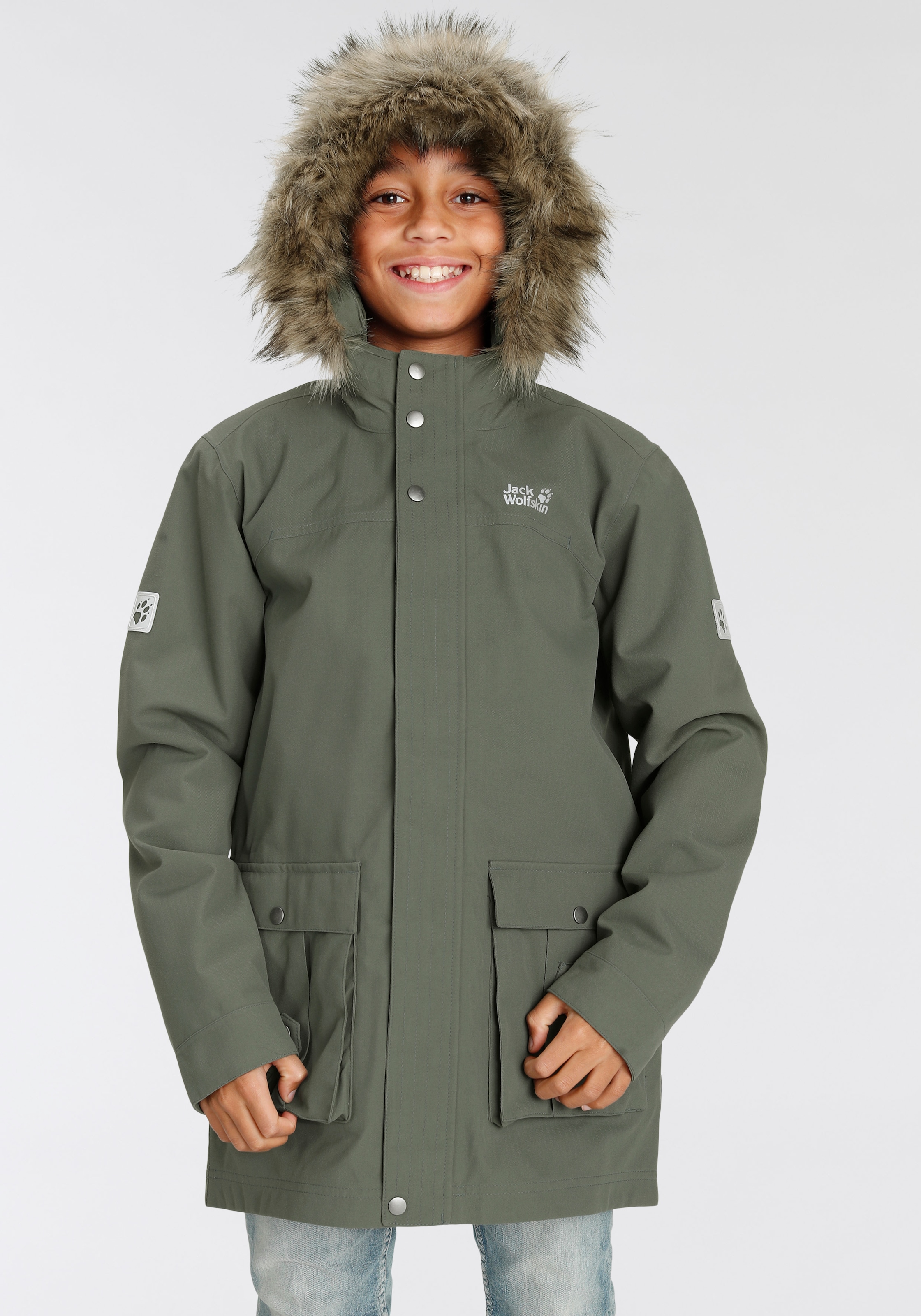 Jack Wolfskin 3-in-1-Funktionsparka »B & Winddicht für Kinder«, Rechnung 3IN1 | PARKA mit Atmungsaktiv & ISLAND auf - BAUR Kapuze, Wasserdicht ELK