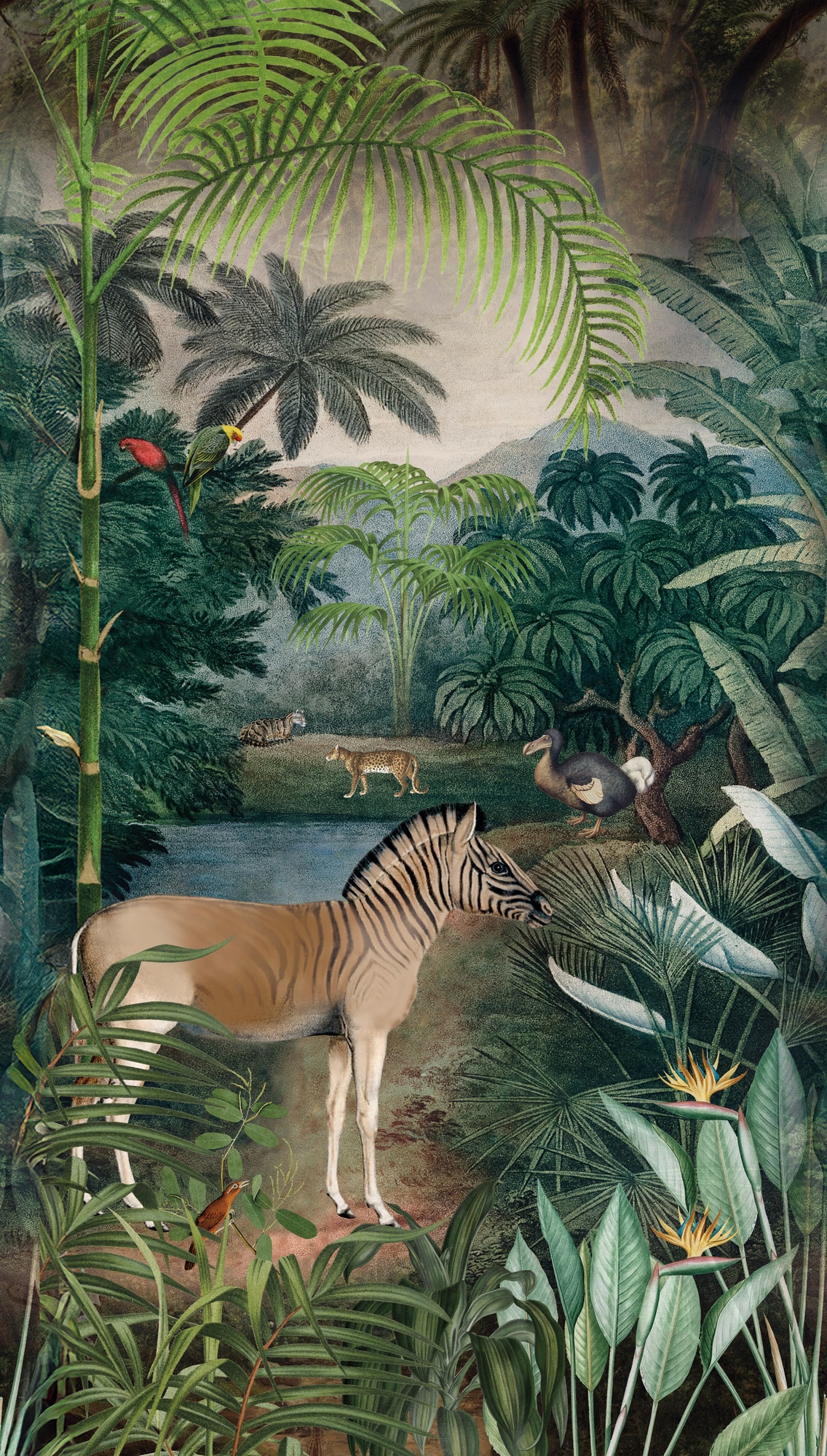 living walls Fototapete »The Wall 4 Botanic – Zebra im Dschungel Vlies-Fototapete« Motiv | matt leicht strukturiert Zebra im Dschungel mit atmosphärischer Tiefe