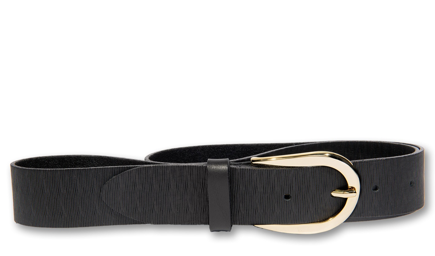 Ledergürtel SILBERGIFT "Ledergürtel mit effektvoll geprägter Oberflächenschraffur", Damen, Gr. 80, schwarz, Rindsleder, Gürtel Ledergürtel