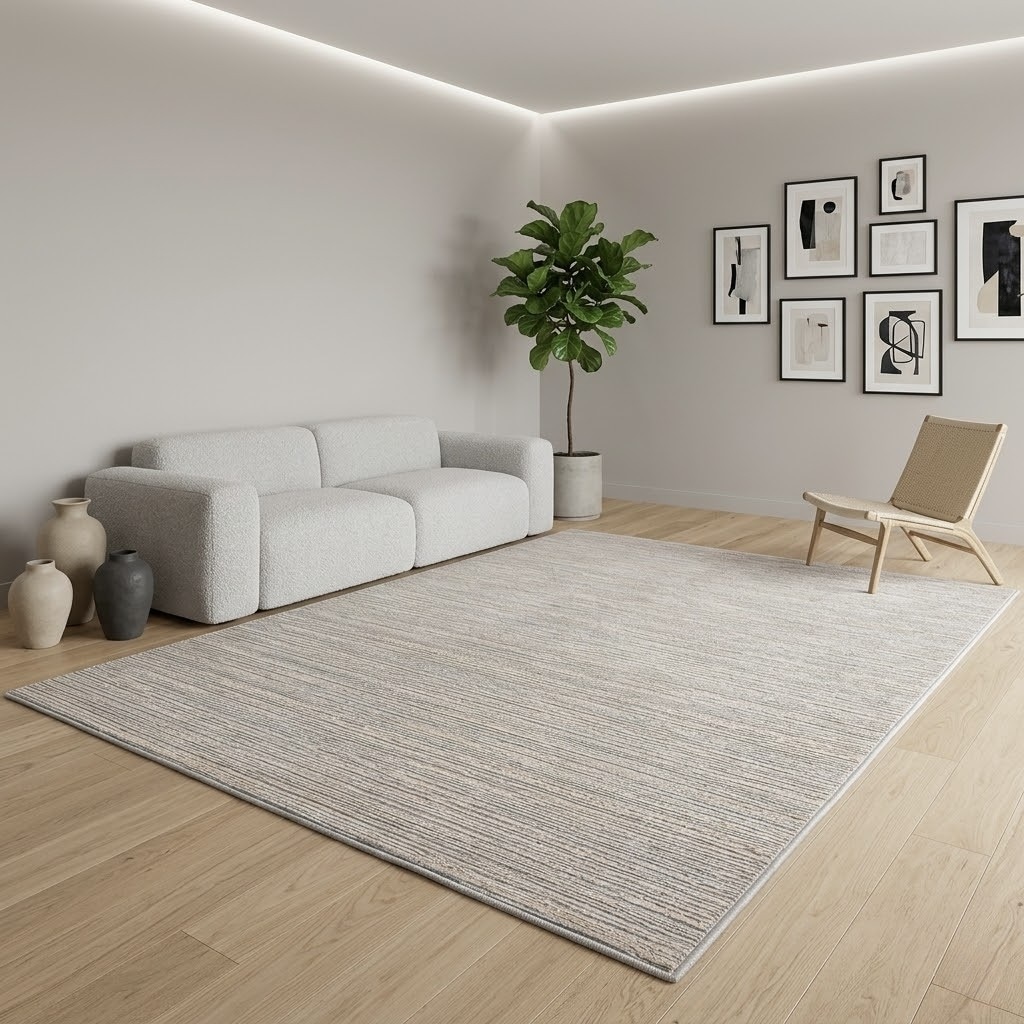 Sehrazat Teppich "LIMA, auch als Läufer und in RUnd" rechteckig 10 mm Höhe Kurzflor, Linienstruktur, leichter Glanz, Wohnzimmer