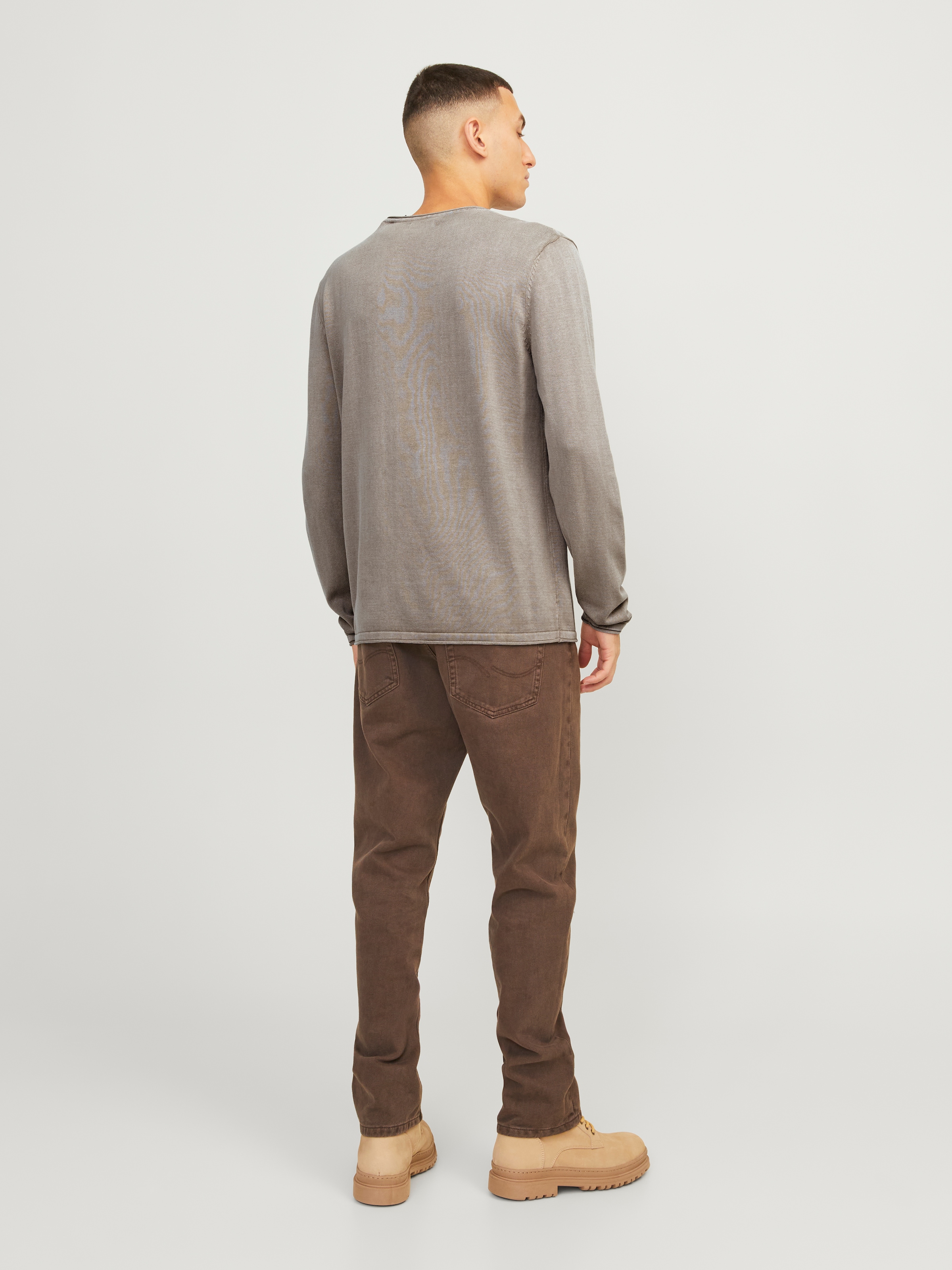 Jack & Jones Rundhalspullover »JJELEO aus pflegeleichter Baumwollqualität« unifarben, modisch, schmal, Baumwolle, Rundhals