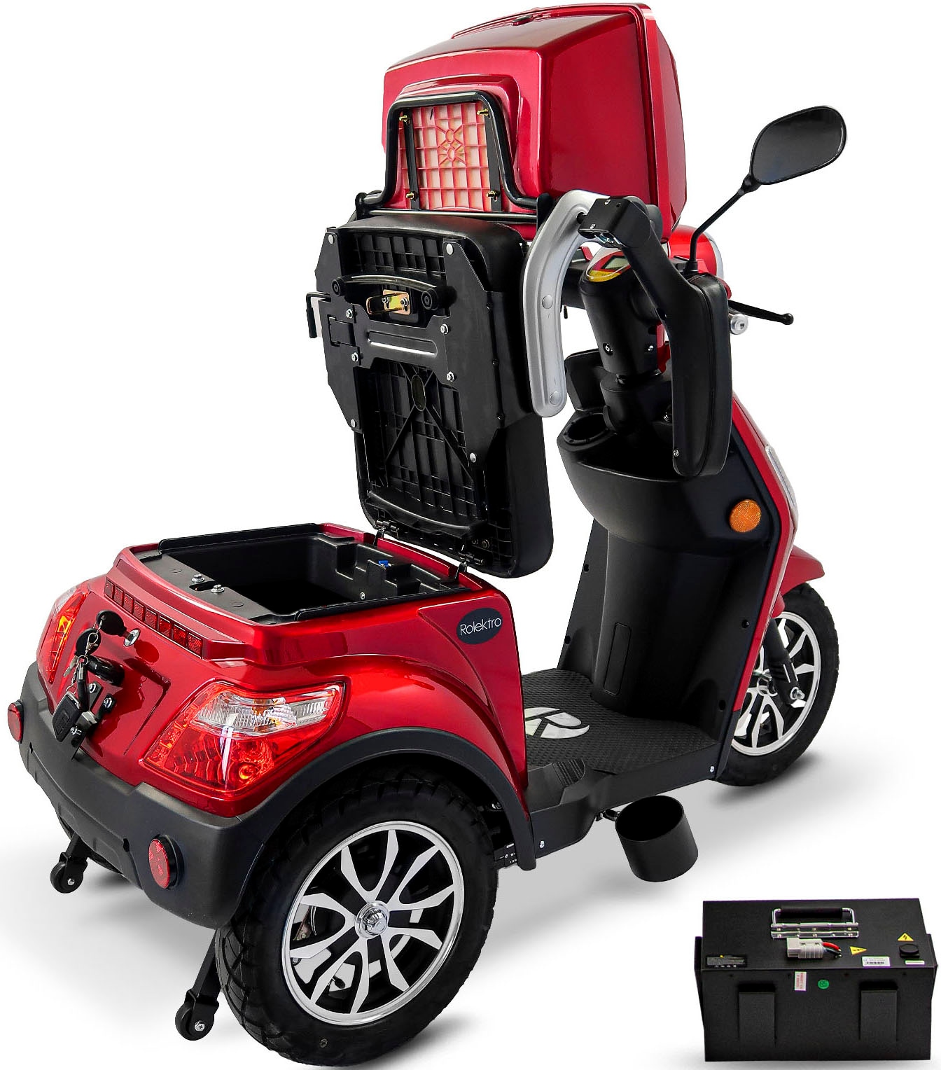 Rolektro Elektromobil »Rolektro E-Trike 25 V.3, Lithium Akku«, 1000 W, 25 km/h, (mit Topcase)