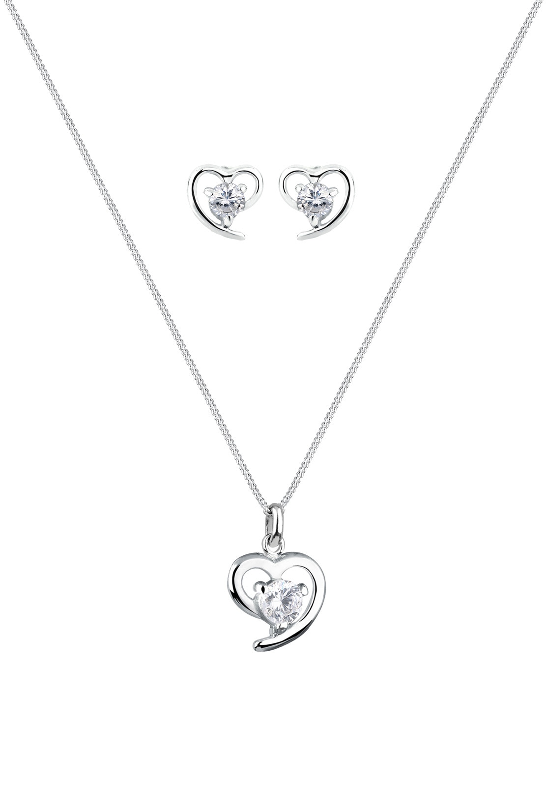 Elli Schmuckset »Herz Zirkonia Weiß 925 Sterling Silber«