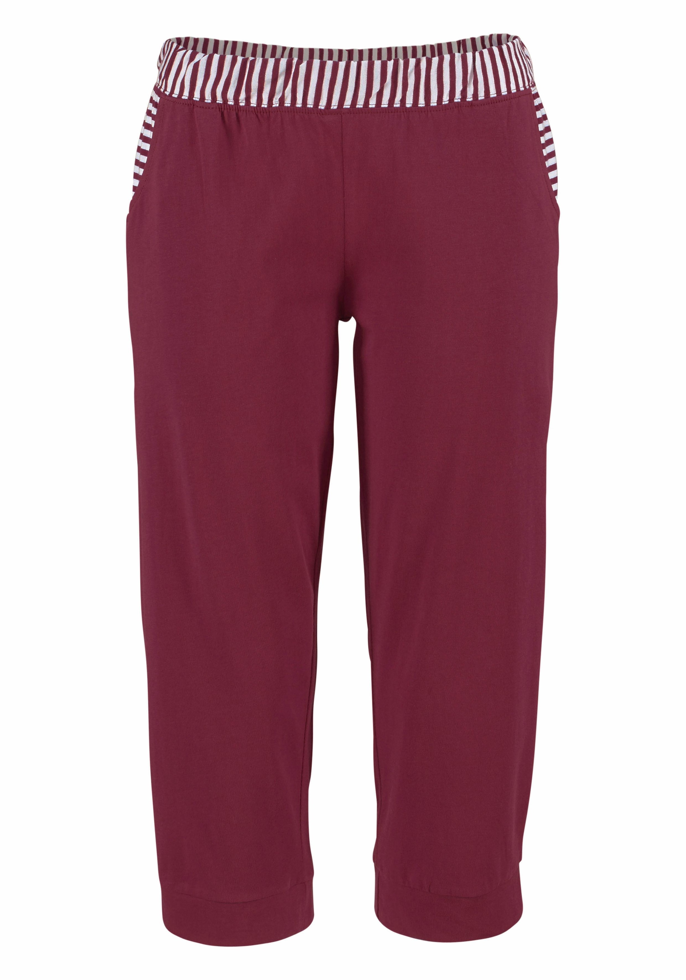 H.I.S Capri-Pyjama, (2 tlg.), mit geringeltem T-Shirt und legerer Hose