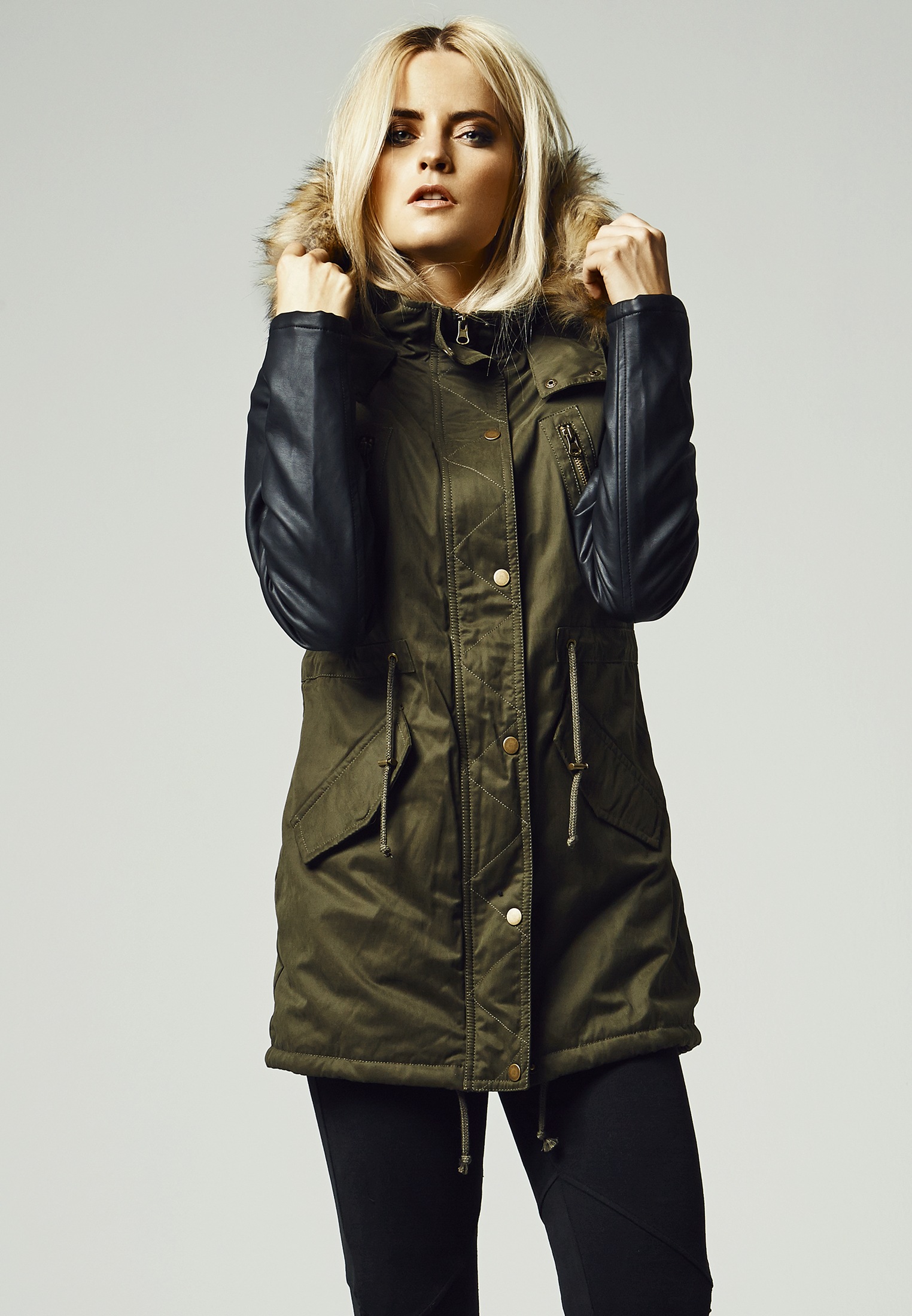 Leather deals sleeve parka