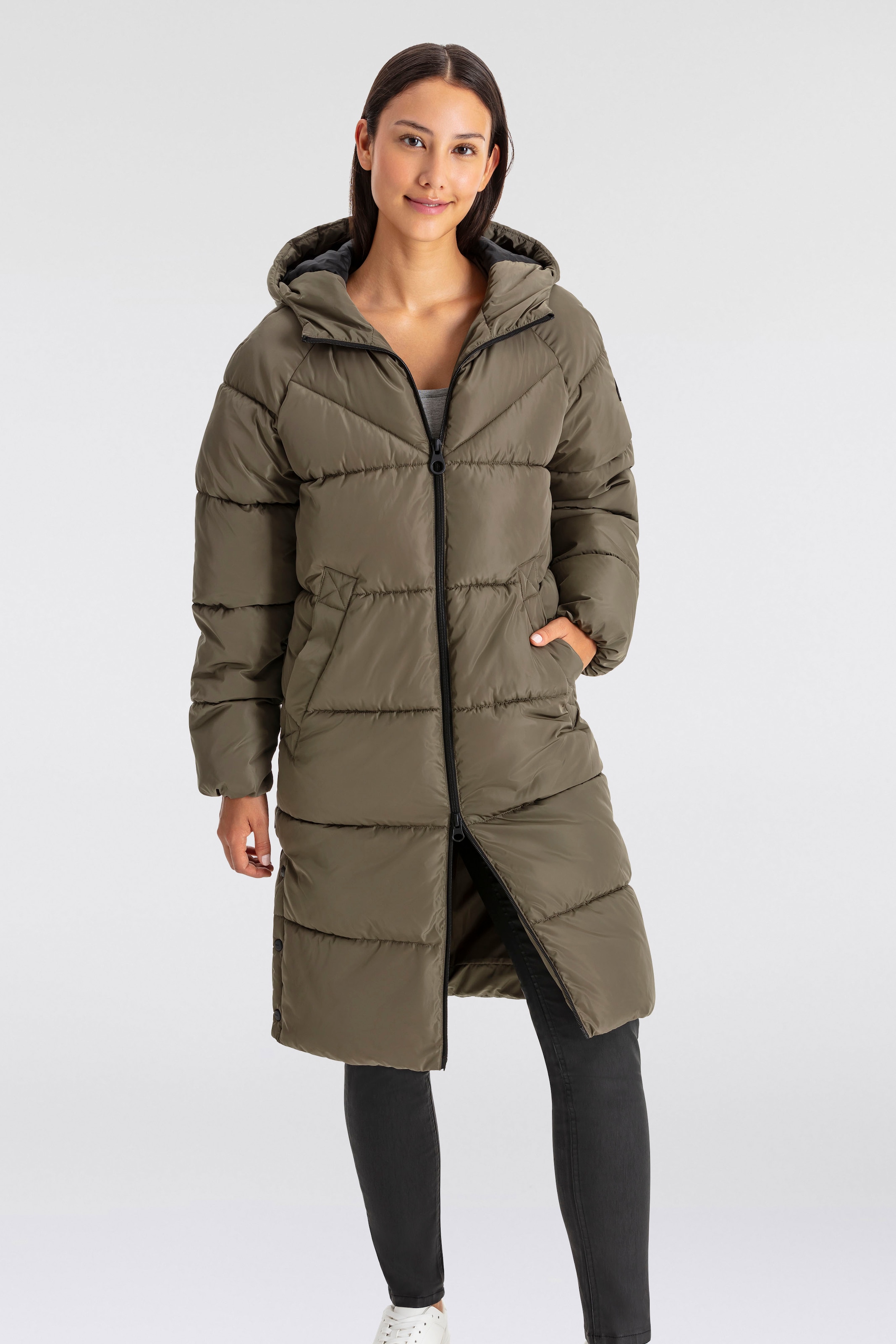 ONLY Steppmantel "ONLAMAND LONG PUFFER COAT CS OTW", mit Kapuze und praktischem 2-Wege Reißverschluss