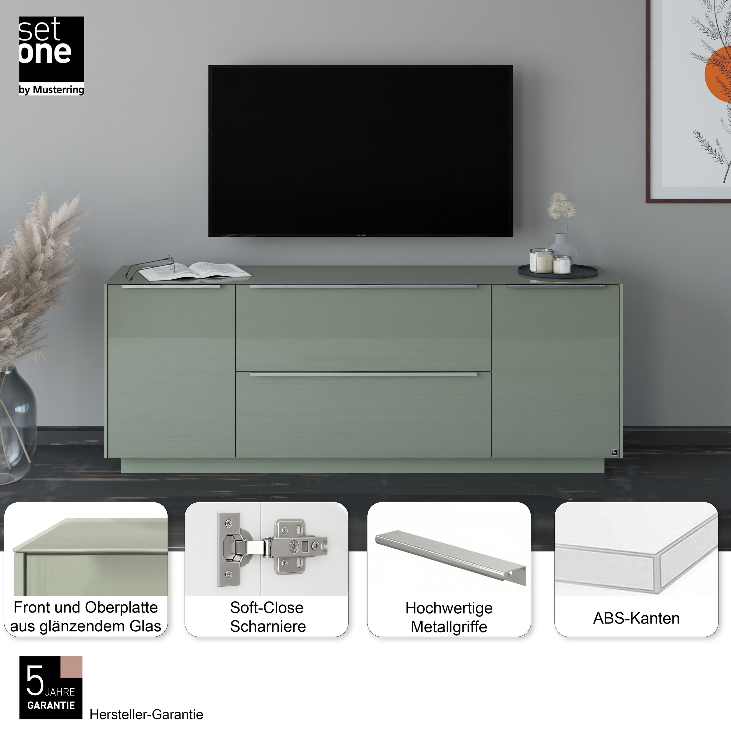 set one by Musterring Lowboard »Reno« 1 Stk. tlg. Mit Sockel in diversen Farben, 71 cm Höhe & Farbauswahl