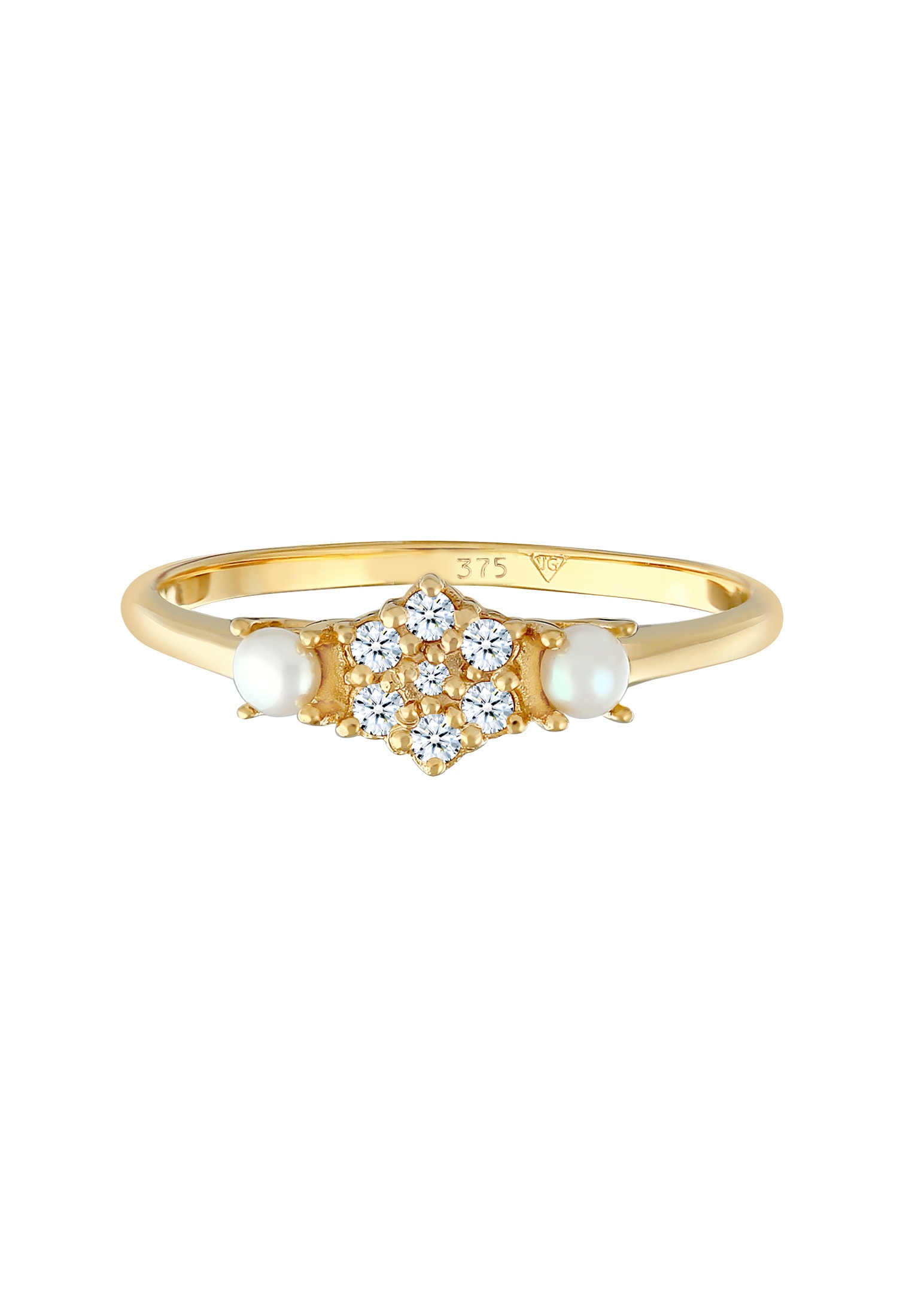 Elli DIAMONDS Diamantring »Ring Diamant (0.095 ct.) Süßwasserperle 375 Gelbgold«
