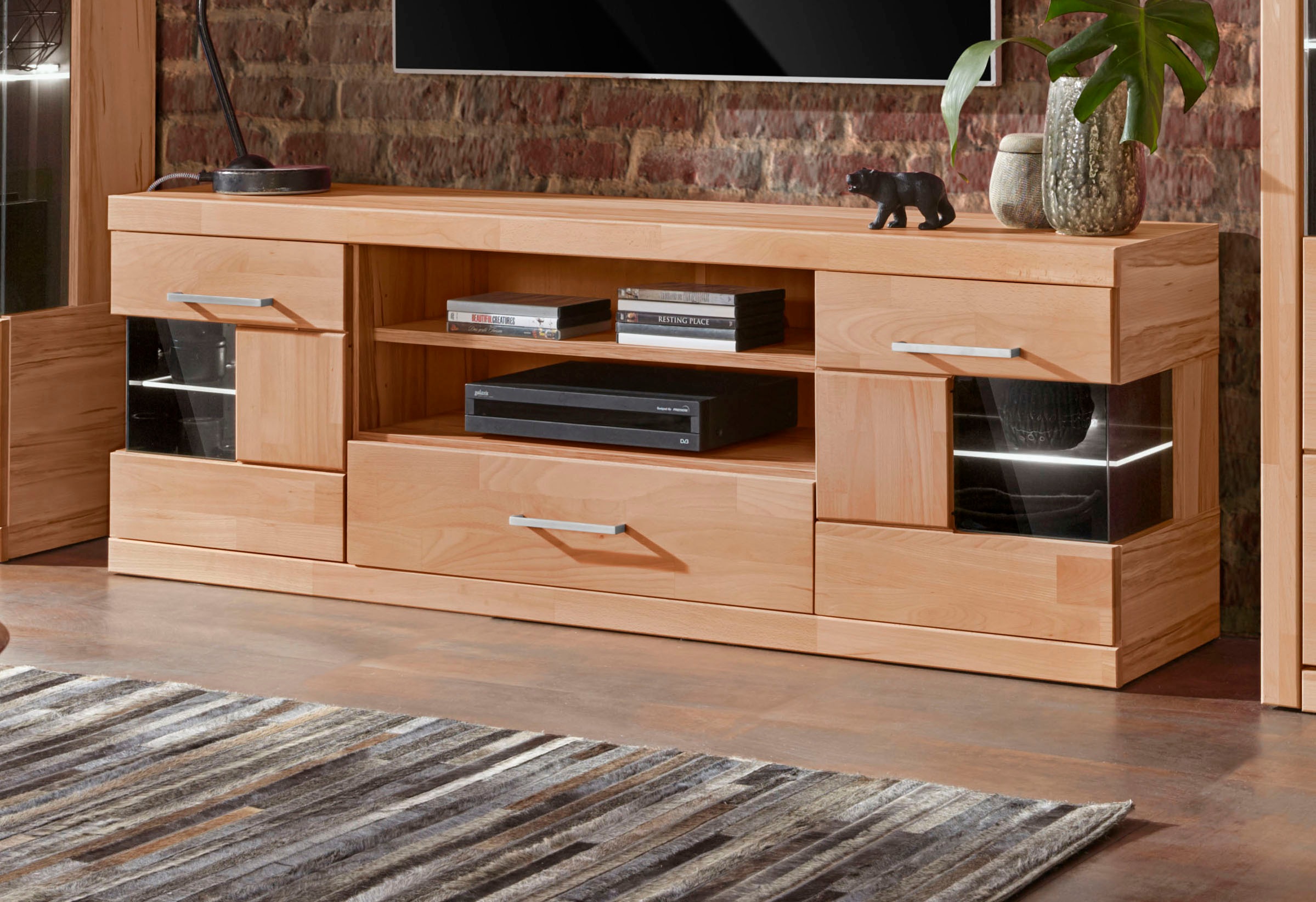 OTTO home Lowboard "Ribe,160cm breit,55cm hoch,Oberplatte massiv" Korpus Ho günstig online kaufen