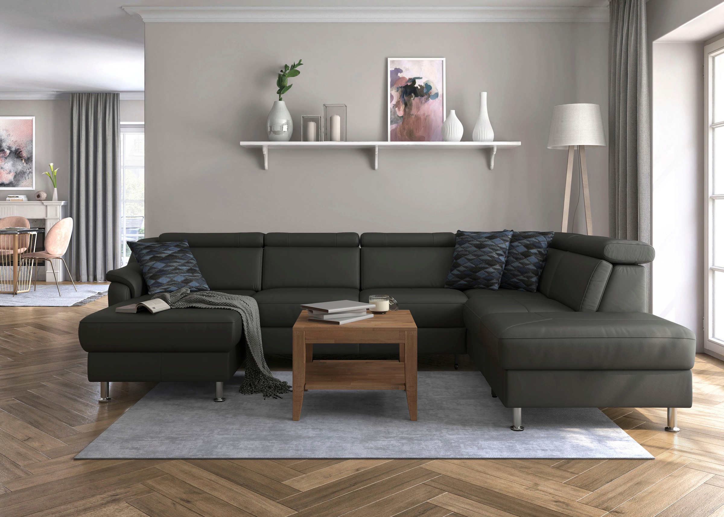 sit&more Wohnlandschaft »Freetown U-Form«, Kopfteilverstellung und Federkern, wahlweise mit Bettfunktion