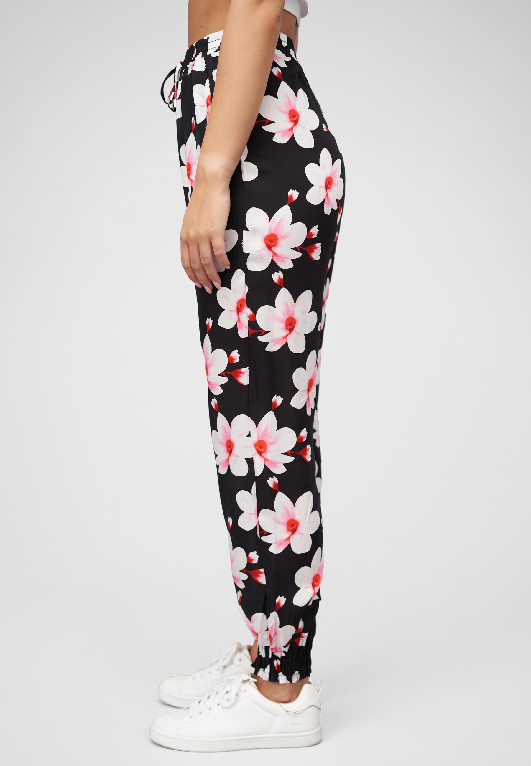 CLOUD 5IVE Stoffhose »CLOUD 5IVE Viskose Hose mit Bündchen 2-Pockets & Big Flowers«, (1 tlg.)