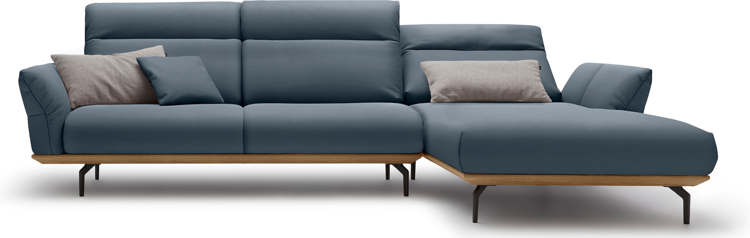 Creation BY ROLF BENZ Ecksofa »CR.460«, Sockel in Nussbaum, Winkelfüße in Umbragrau, Breite 318 cm