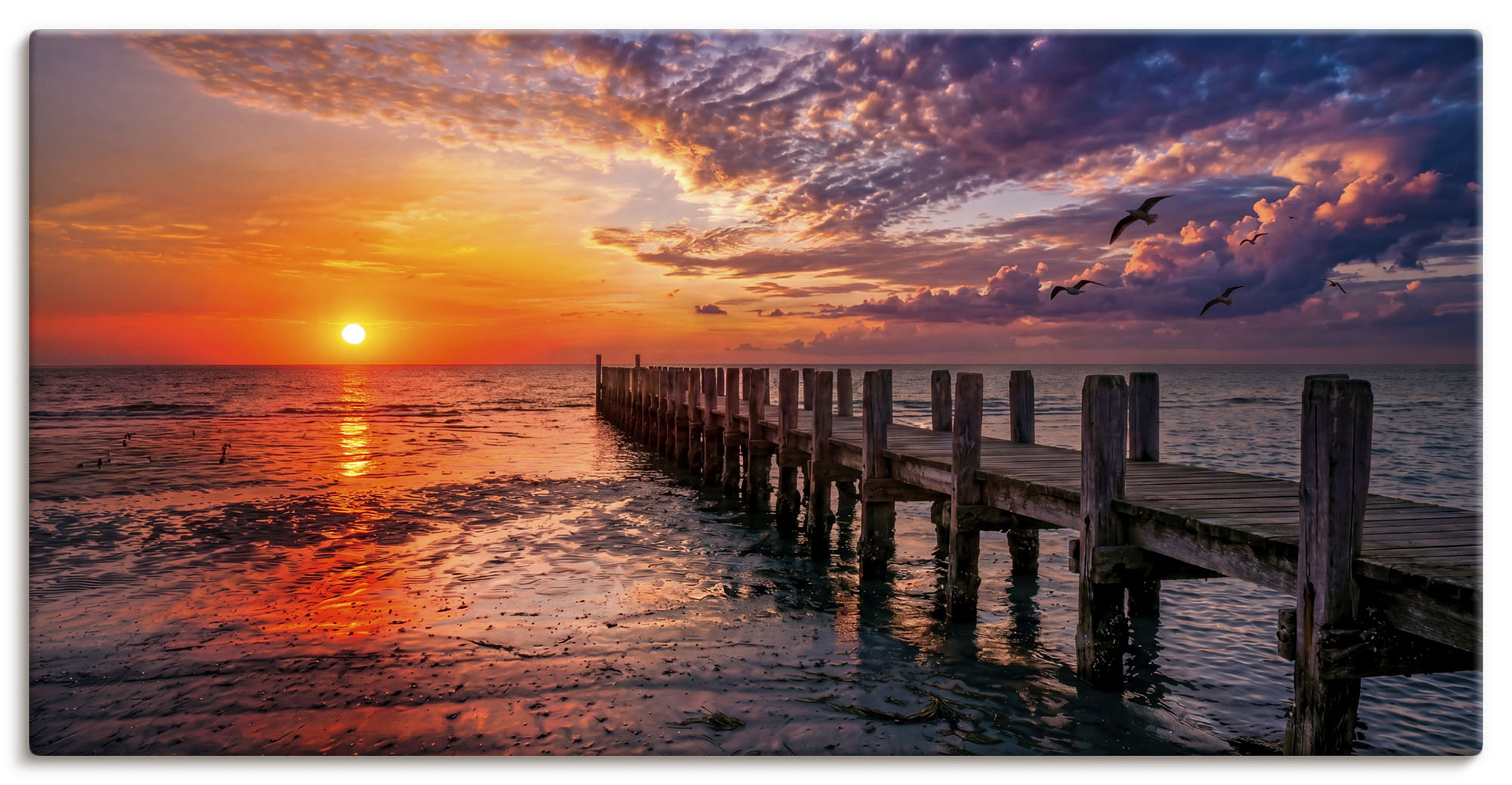 OTTO home Leinwandbild "Steg mit Sonnenuntergang" Meer Bilder 1 Stk. tlg.