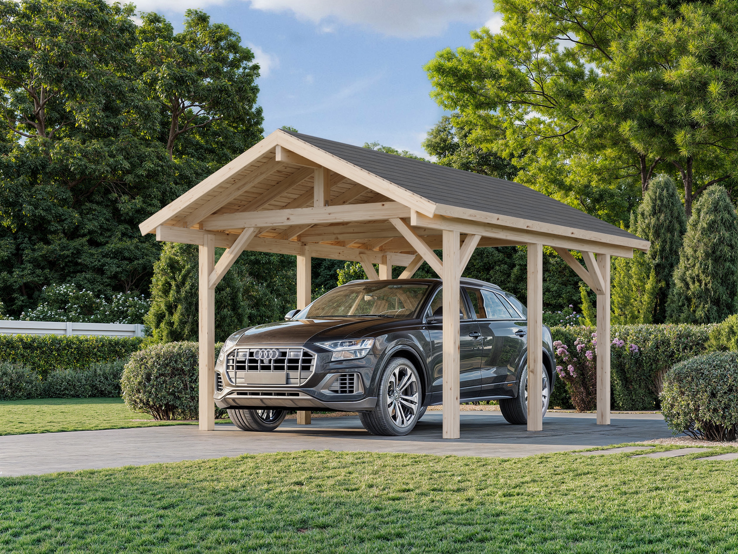 Palmako Einzelcarport »Robert« Massivholz 291 cm weiß/weiß