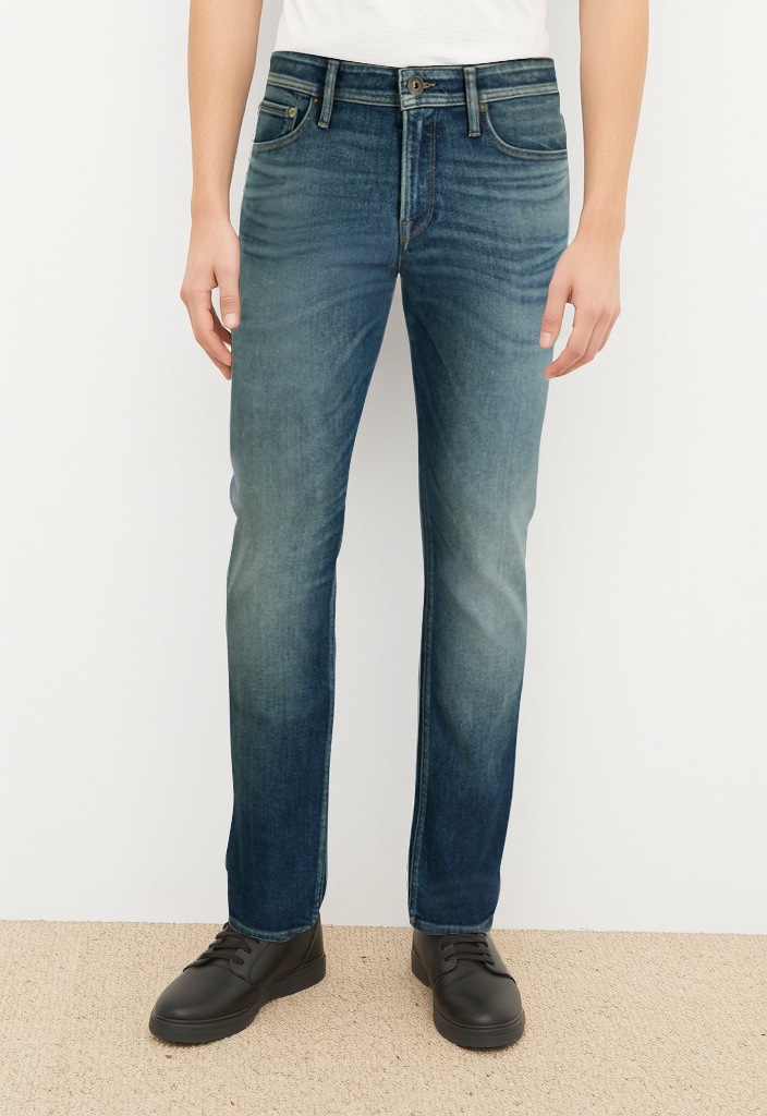 Regular-fit-Jeans JACK & JONES "JJICLARK mit Used-Look und Stretch für den Alltag", Herren, Gr. 31, Länge 32, blau (blau, denim), Denim/Jeans, Obermaterial: 80% Baumwolle, 15% Lyocell, 3% Elastomultiester, 2% Elasthan, regular fit lang, Jeans, mit Abriebe 4