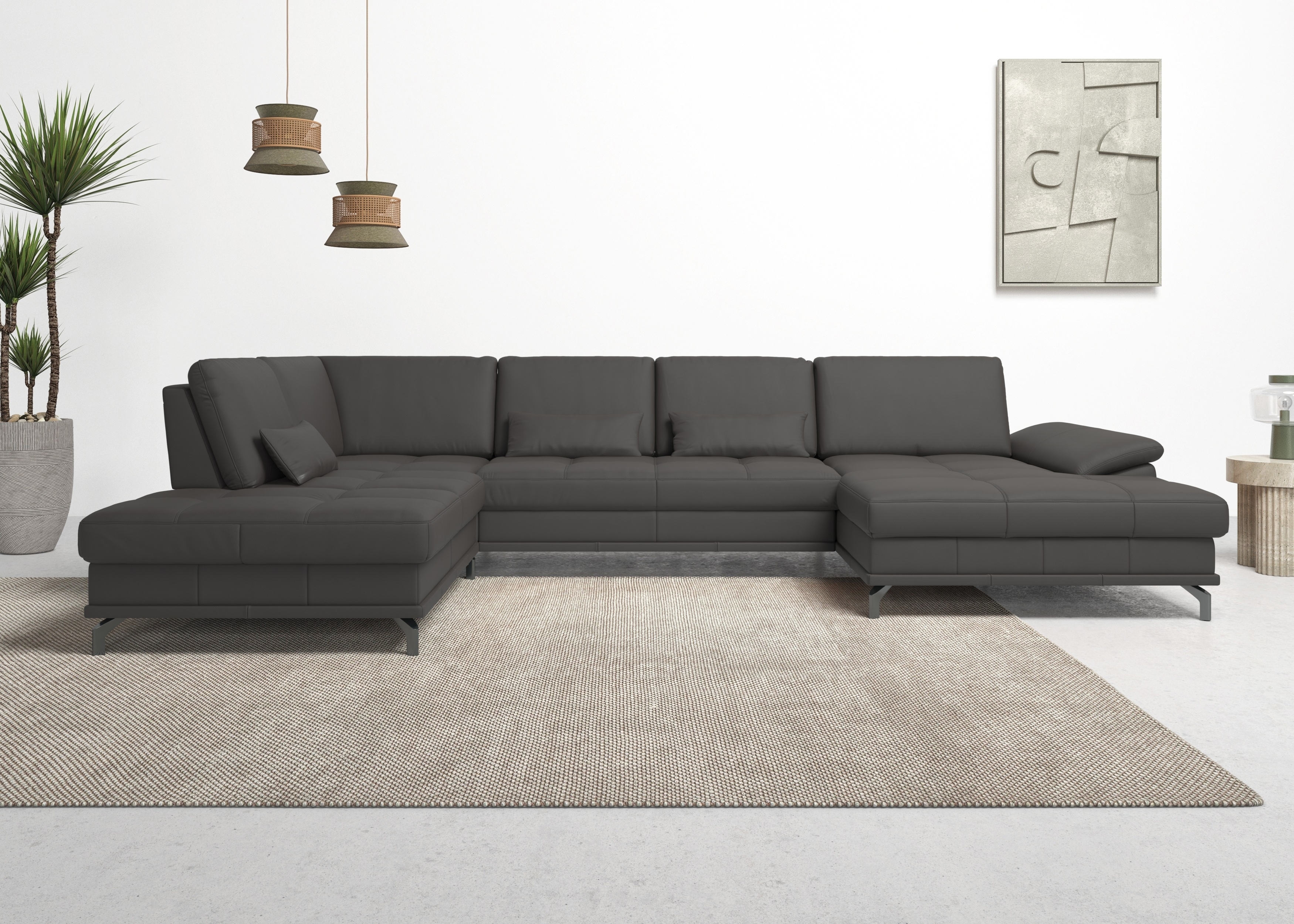 OTTO home Wohnlandschaft "Costello U-Form, B: 363 cm mit Sitztiefen-, Armteilverstellung &" 3 Nierenkissen, optional Schlaffunktion & Bettkasten