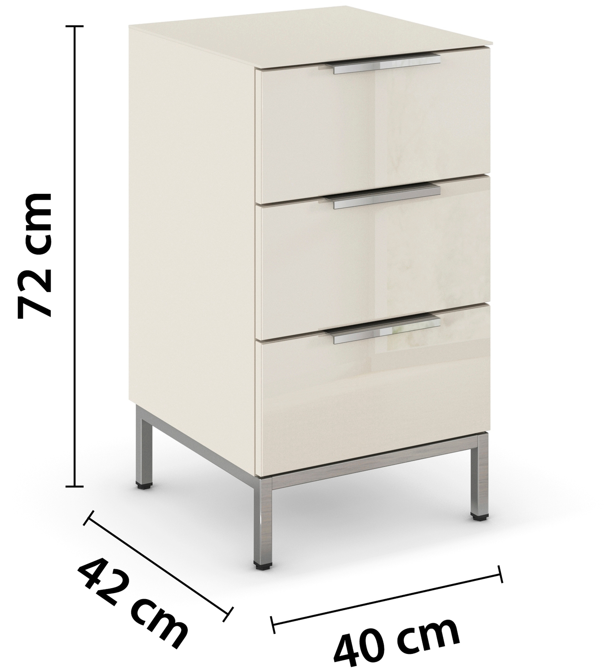 rauch Nachtkommode »Nachttisch Nachtschrank Nachtkonsole FLIPP mit Glasfront«, (Breite 40 cm), mit 3 Schubladen und Soft-Close-Funktion, Oberboden und Front Glas