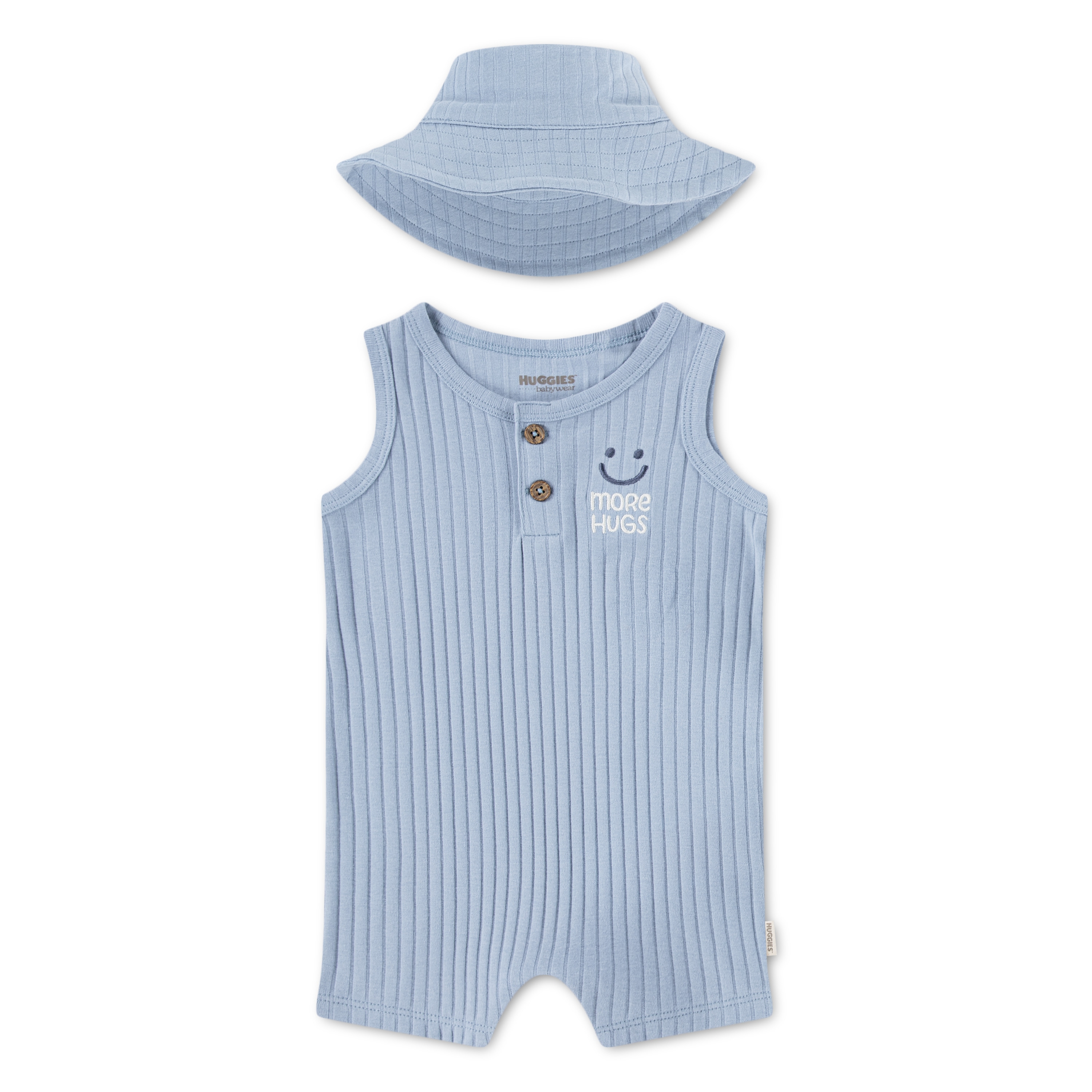 HUGGIES babywear Neugeborenen-Geschenkset "HUGB ROMPER + HAT ATTACHMENT" Set, 2 mit passendem Hut, aus Baumwolle