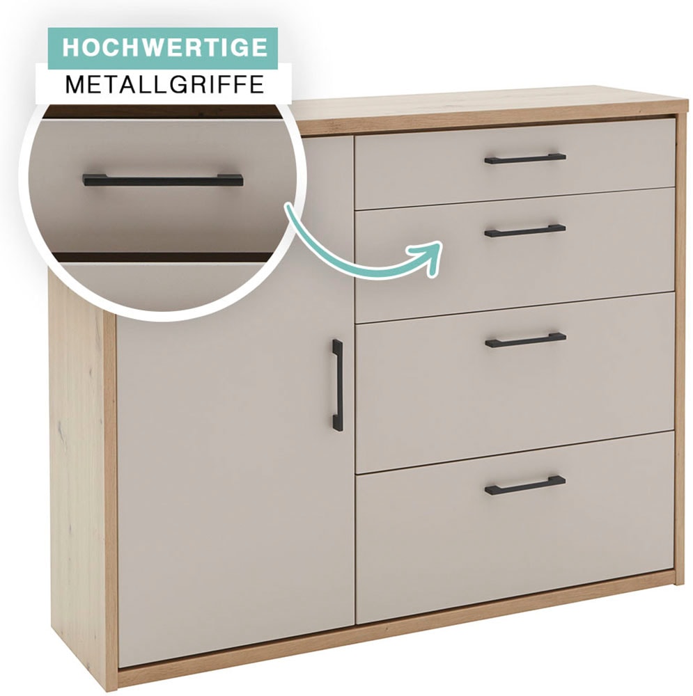 priess Hochkommode »Warburg hochwertige Kommode aus Deutschland«, fertig aufgebaut geliefert mit Dämpfern und Metallgriffen