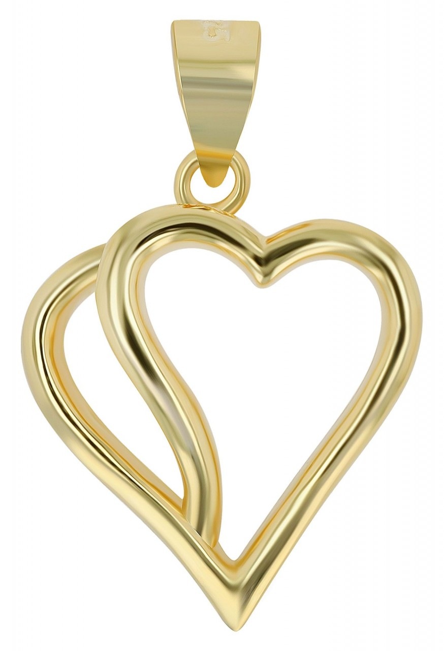Kettenanhänger ADELIA´S "stylischer Herz Anhänger aus 925 Sterling Silber", gold, Schmuckanhänger, Damen, Silber 925 (Sterlingsilber), Kettenanhänger