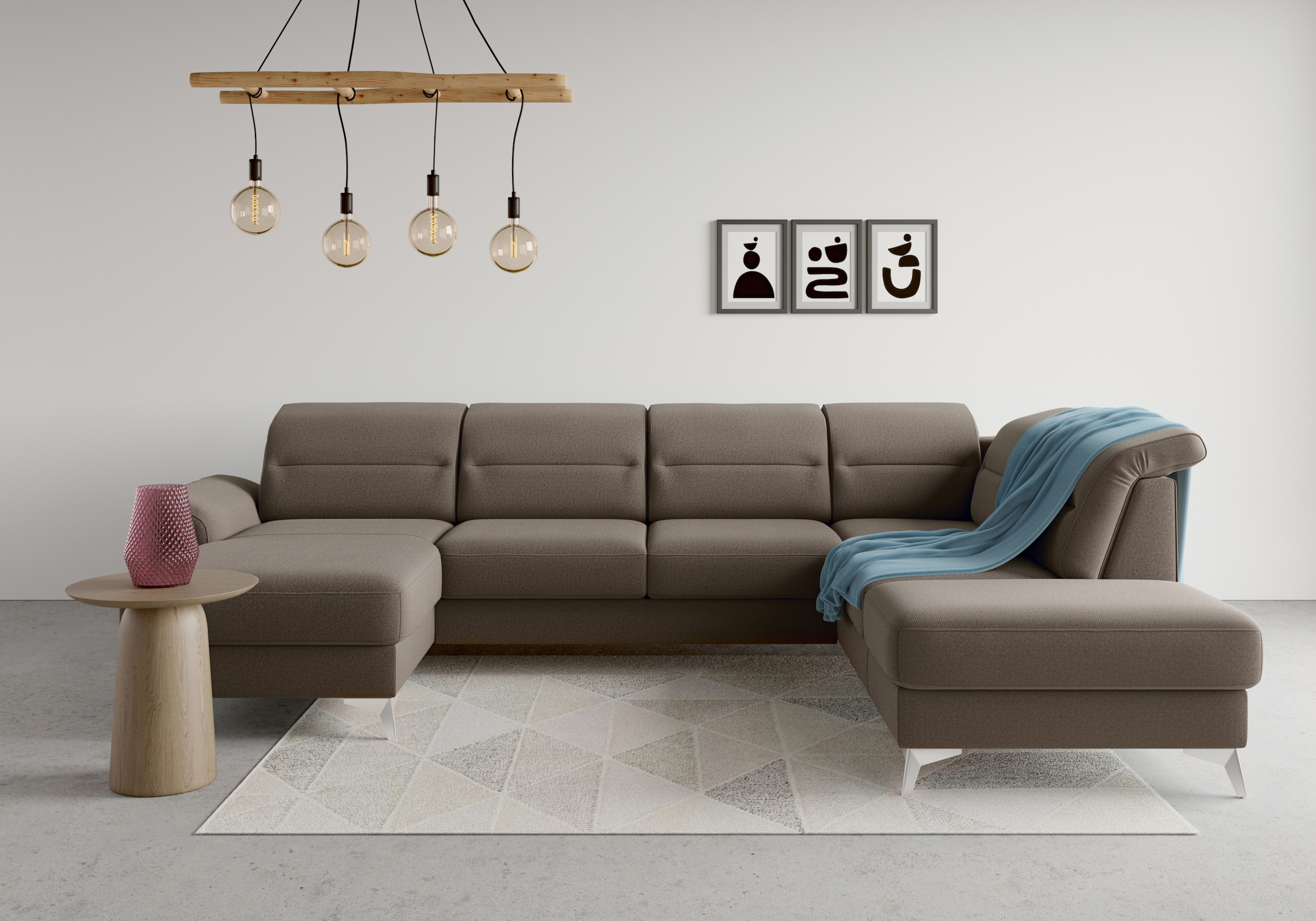 Canapé d'angle en U SIT & MORE Sinatra Taupe 4