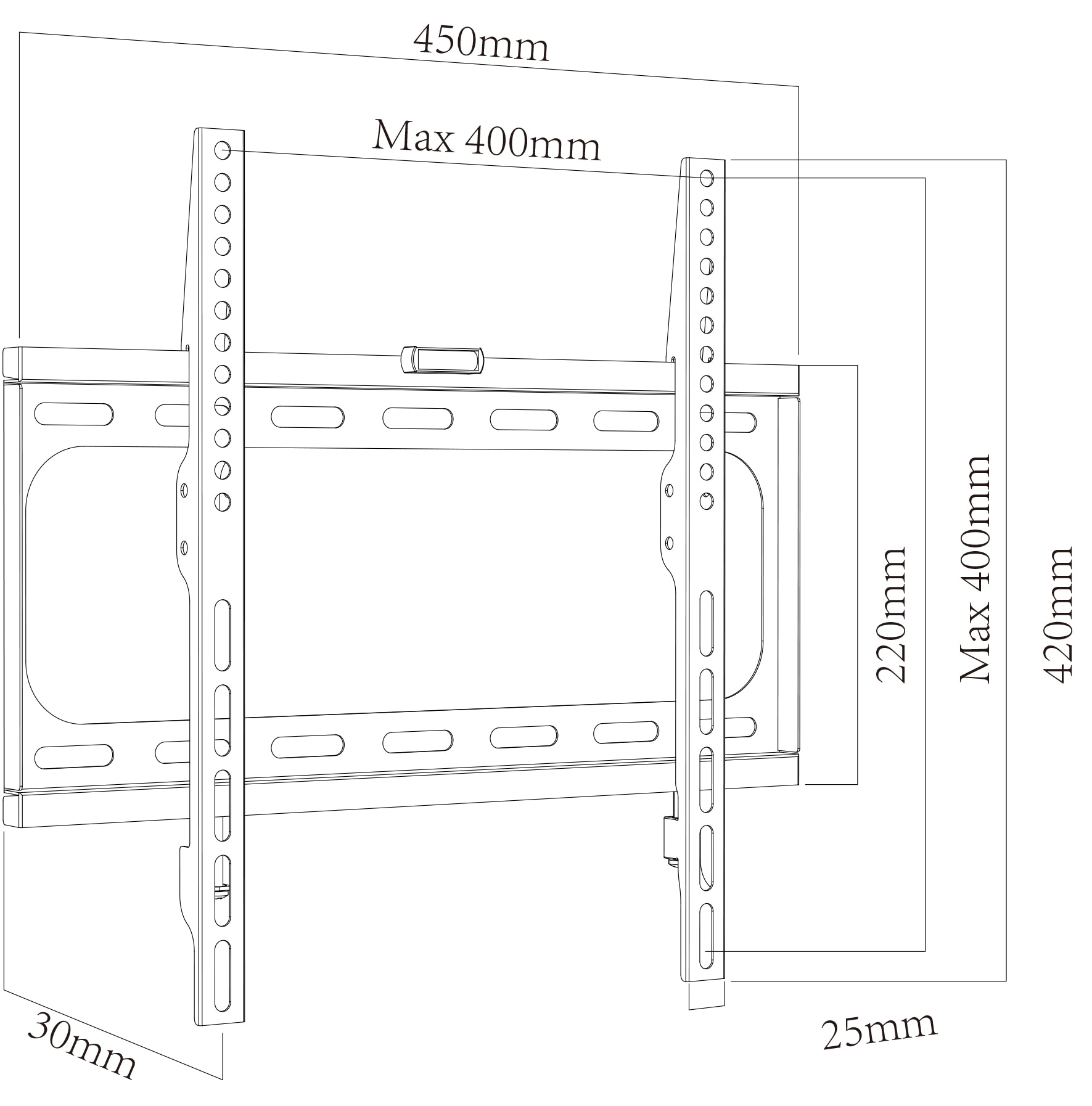 VCM TV-Wandhalterung »VCM Universal TV Halterung | VESA Wandhalterung | Fernsehhalter Halter flach | Belastbarkeit bis zu 25 kg - B-FX400«, (VCM B-FXNB)