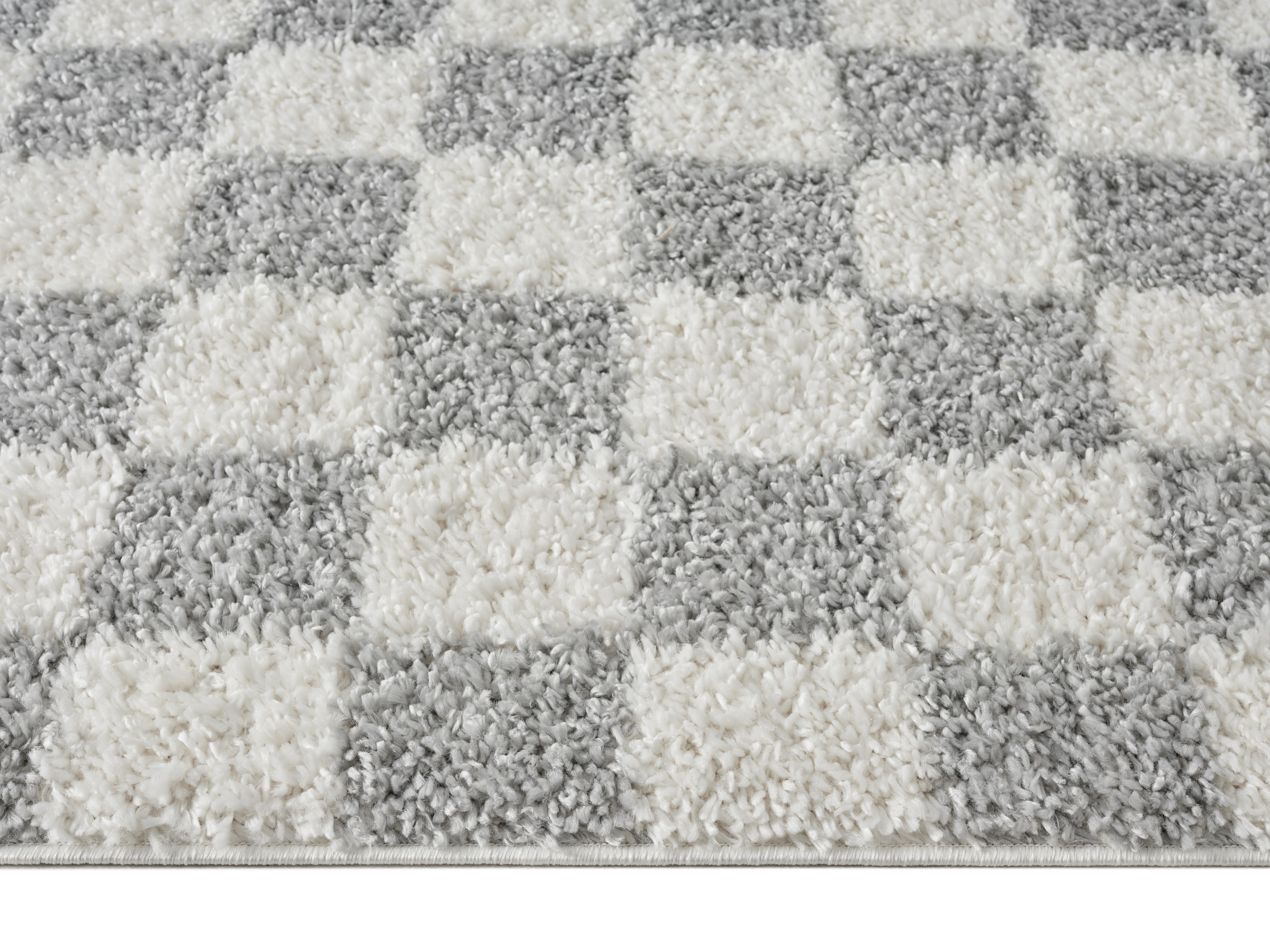 OTTO home Hochflor-Teppich »Kiiki, Karo-Muster« rechteckig 30 mm Höhe Kariert, auffälliges Schachbrettmuster, Wohnzimmer, Schlafzimmer