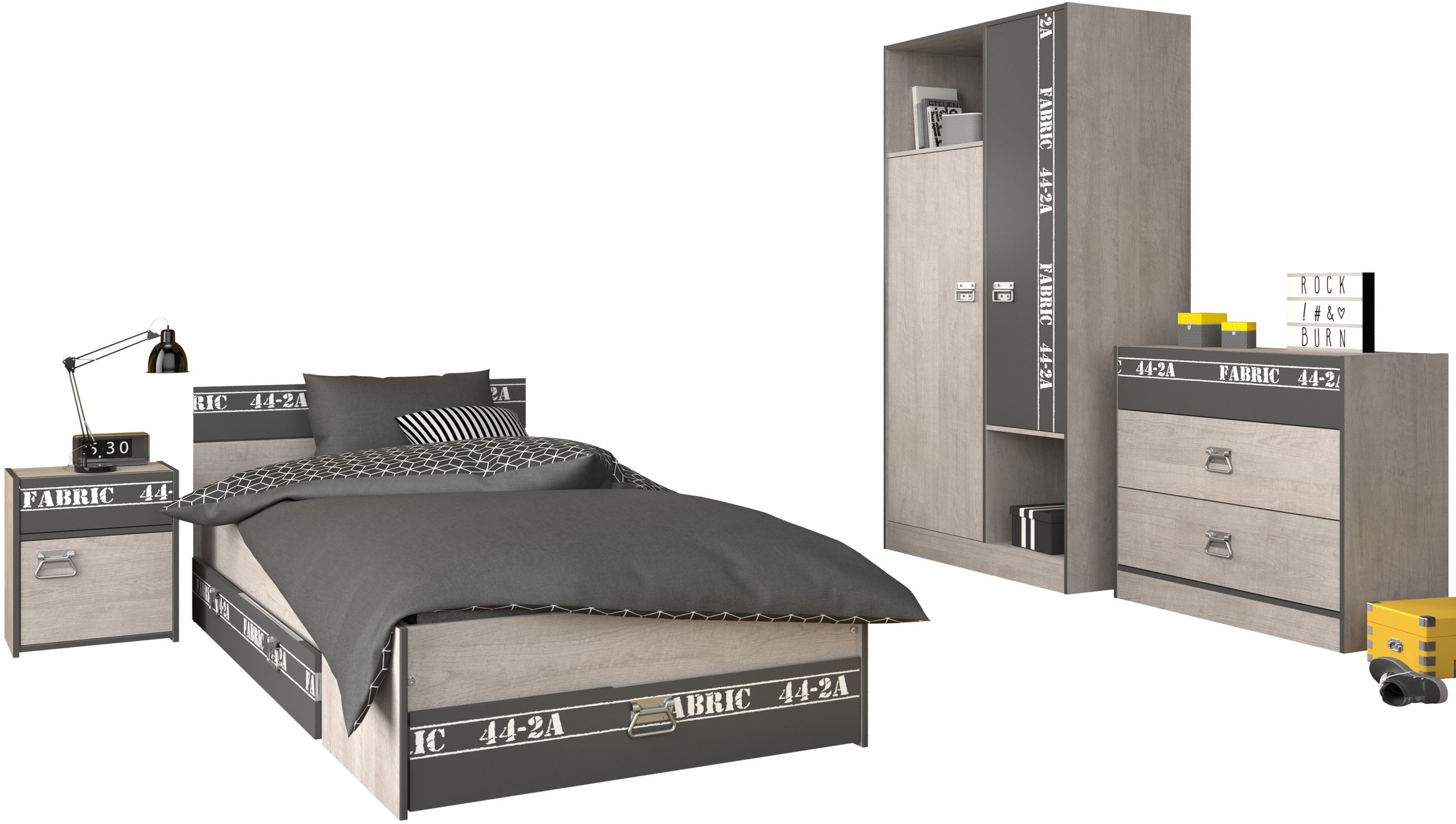 Jugendzimmer-Set PARISOTgrau, Schlafzimmermöbel-Sets