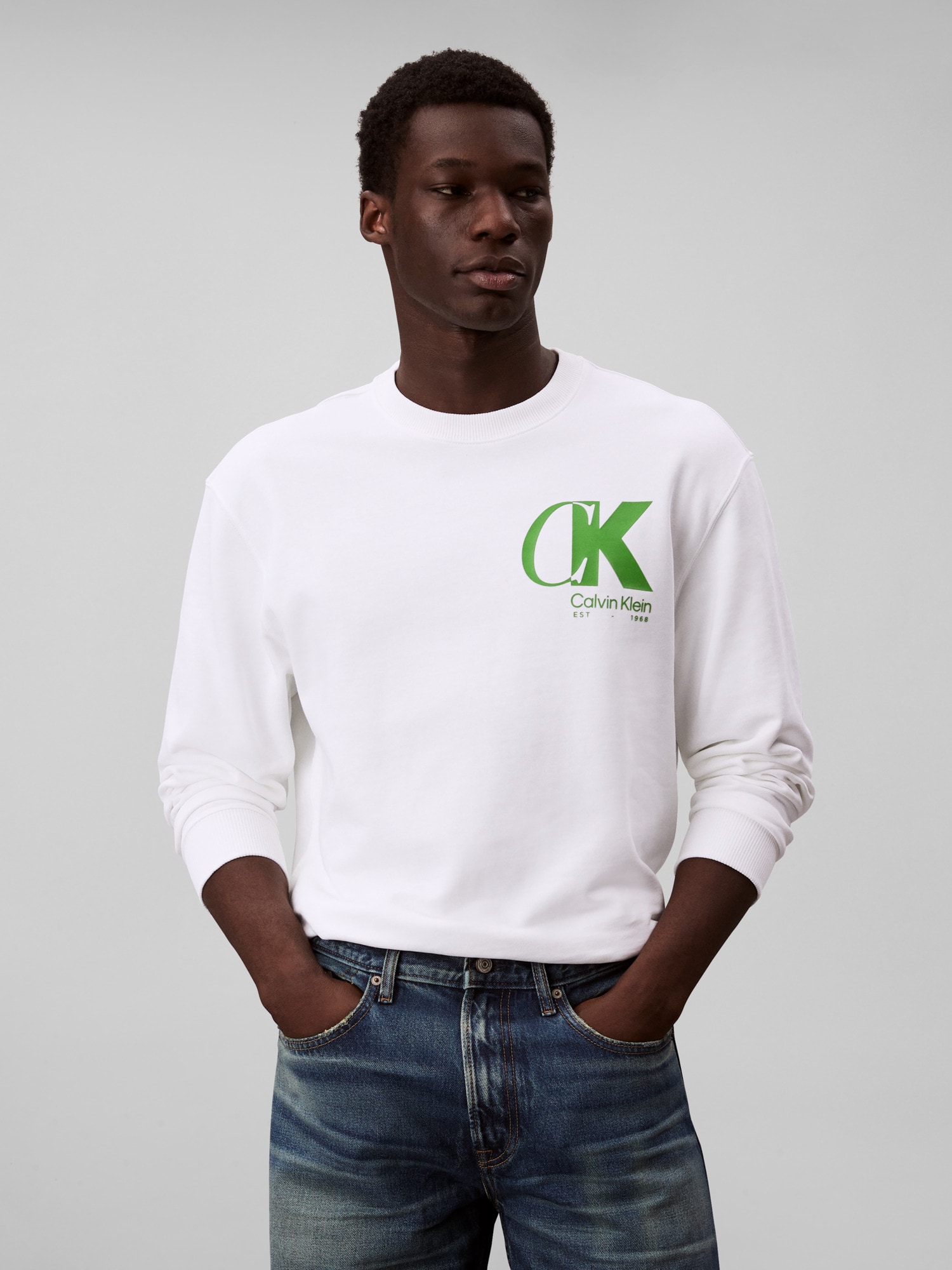 Calvin Klein Sweatshirt "LS EU 350TERRY CK OVERLAP GRAPHI", Rundhalsausschn günstig online kaufen