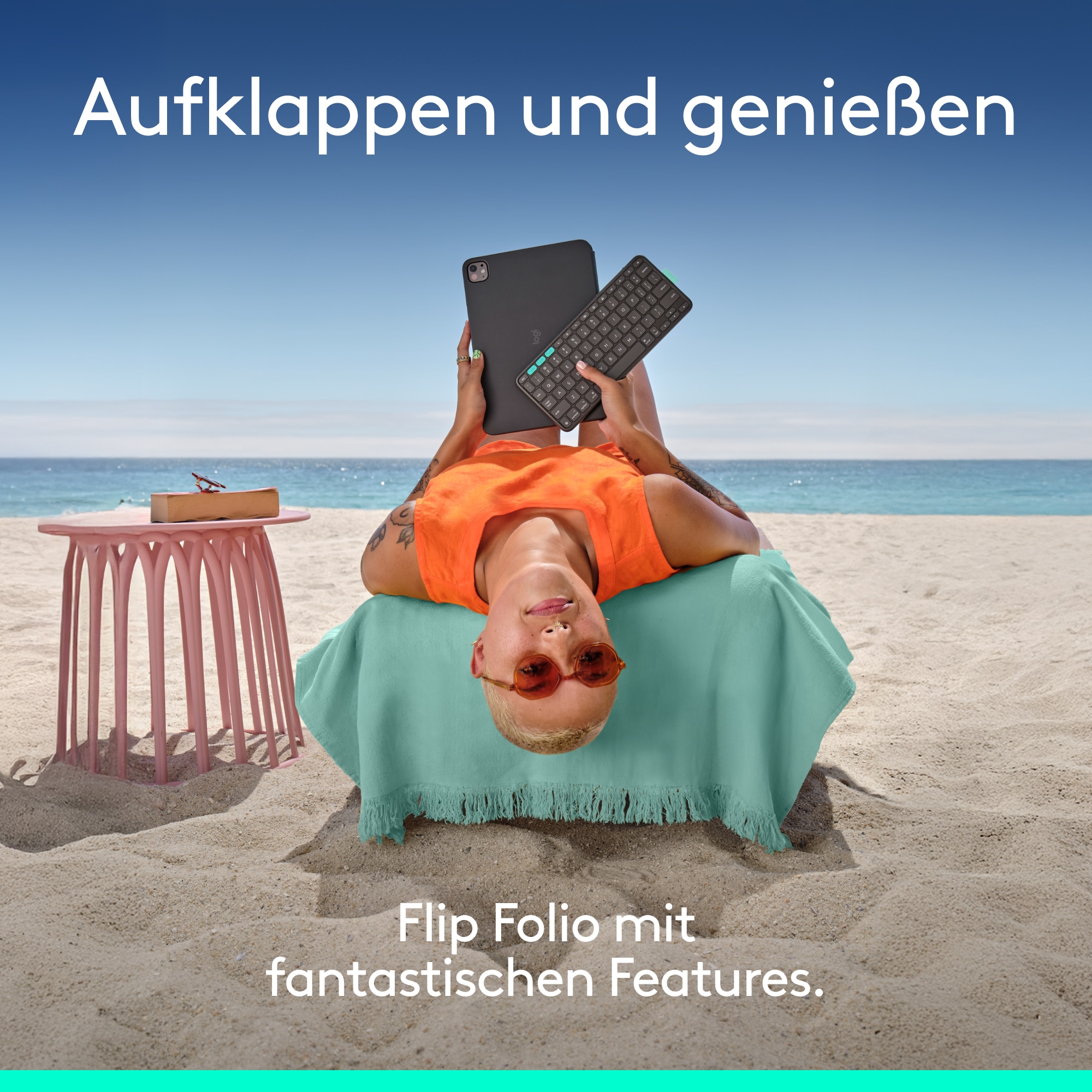 Logitech iPad-Tastatur »FLIP FOLIO - DEU - WESTMID-511 - IPAD PRO11&AIR11/5TH,PIZZA BOX«, Bluetooth-Tastatur