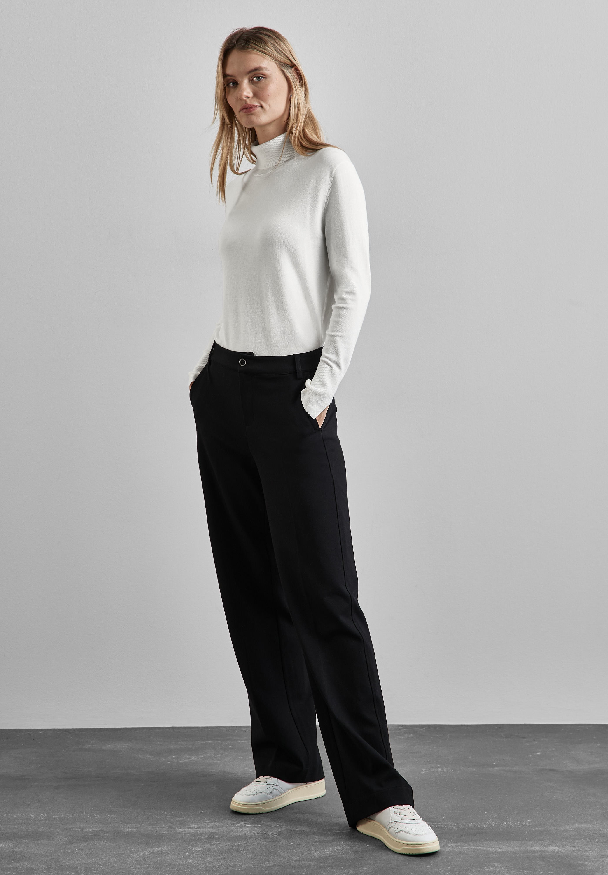 STREET ONE Rollkragenpullover, mit Materialmix