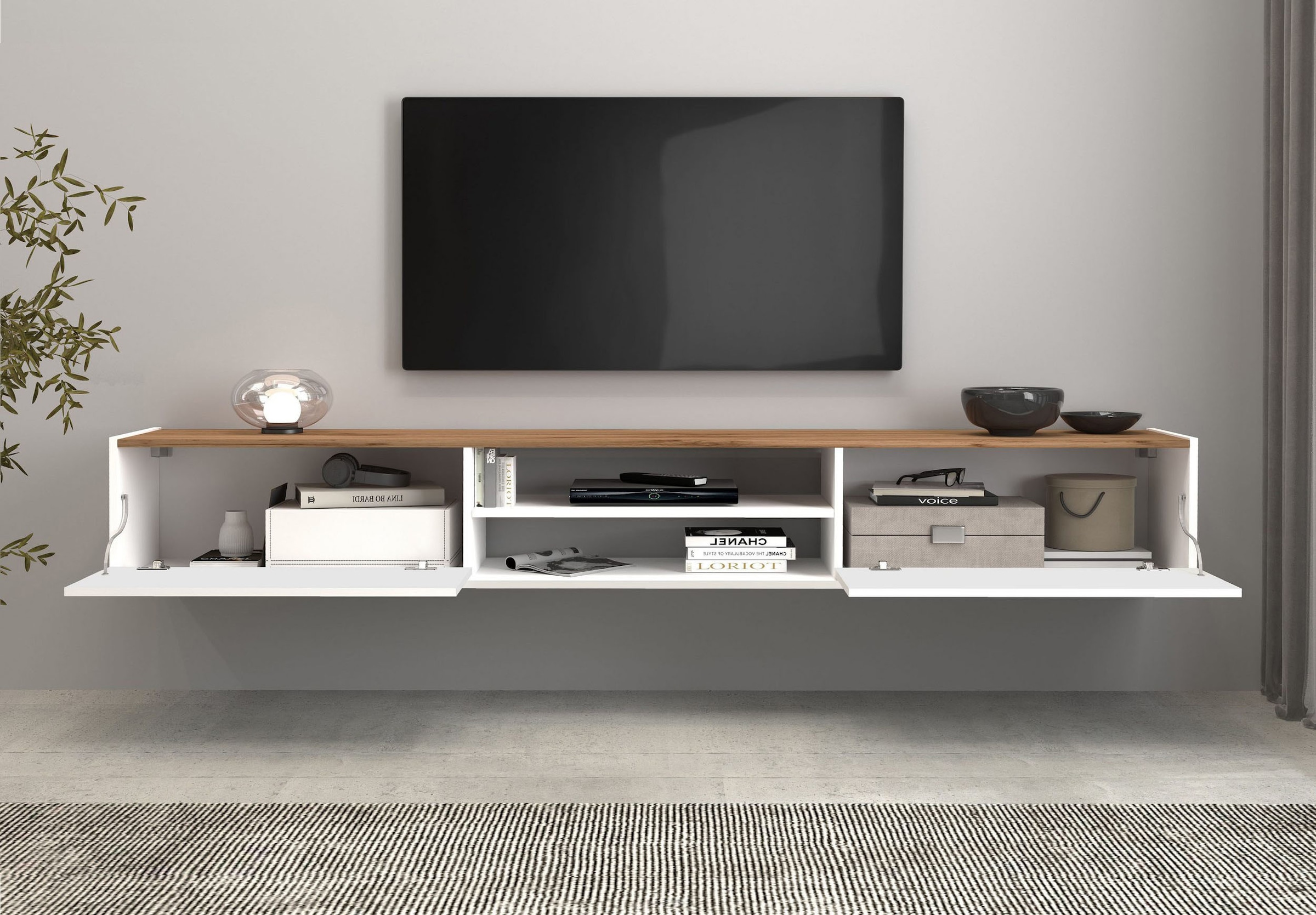 INOSIGN Lowboard »Garda,Lowboard,TV-Kommode,TV-Möbel,TV-Bank«, stehend und hängend mit 2 Klappen, 1 Einlegeboden, Breite 210 cm