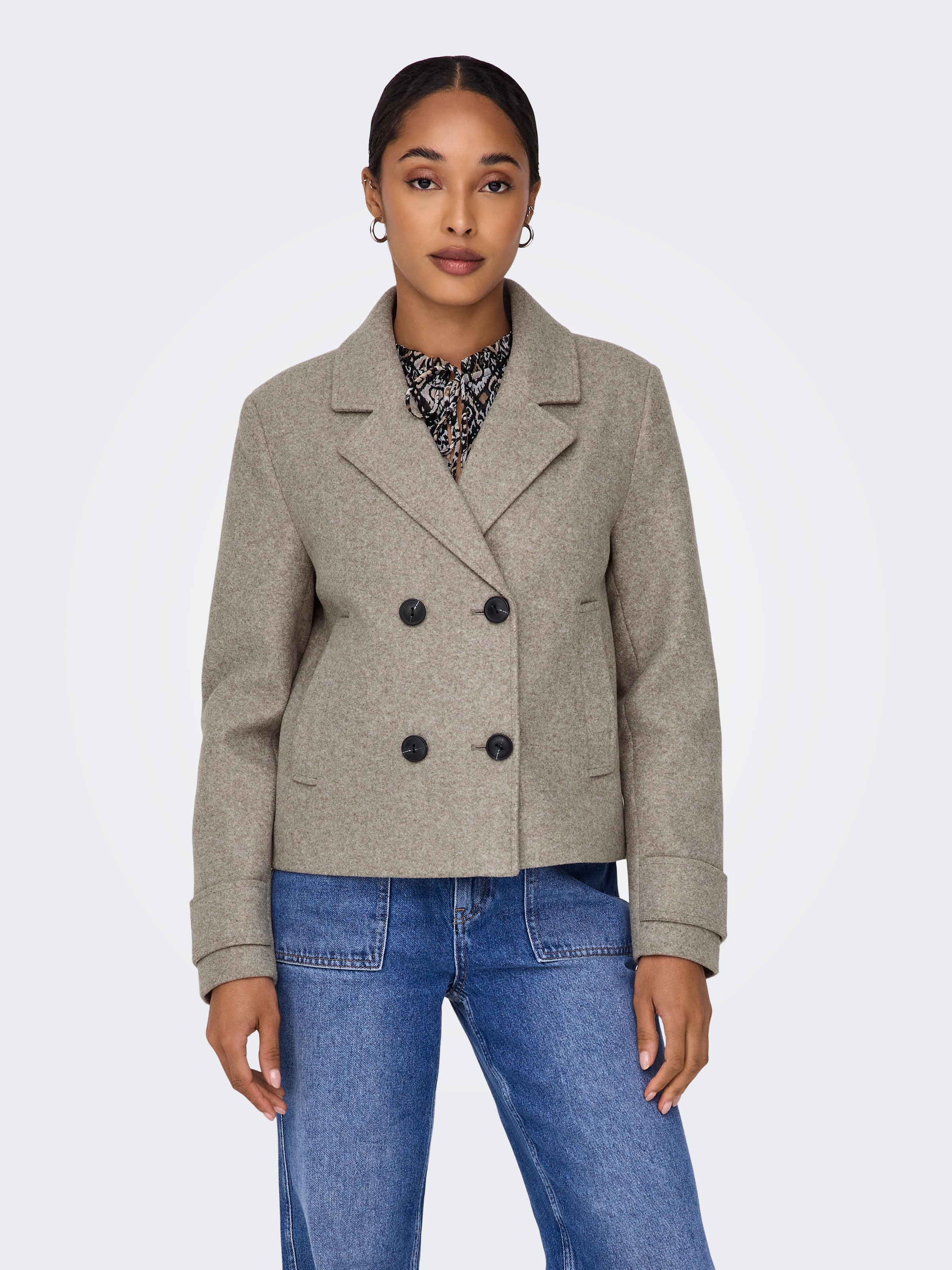 ONLY Kurzjacke "ONLFREJA LIFE SHORT DB JACKET OTW NOOS" Kunstfaser günstig online kaufen