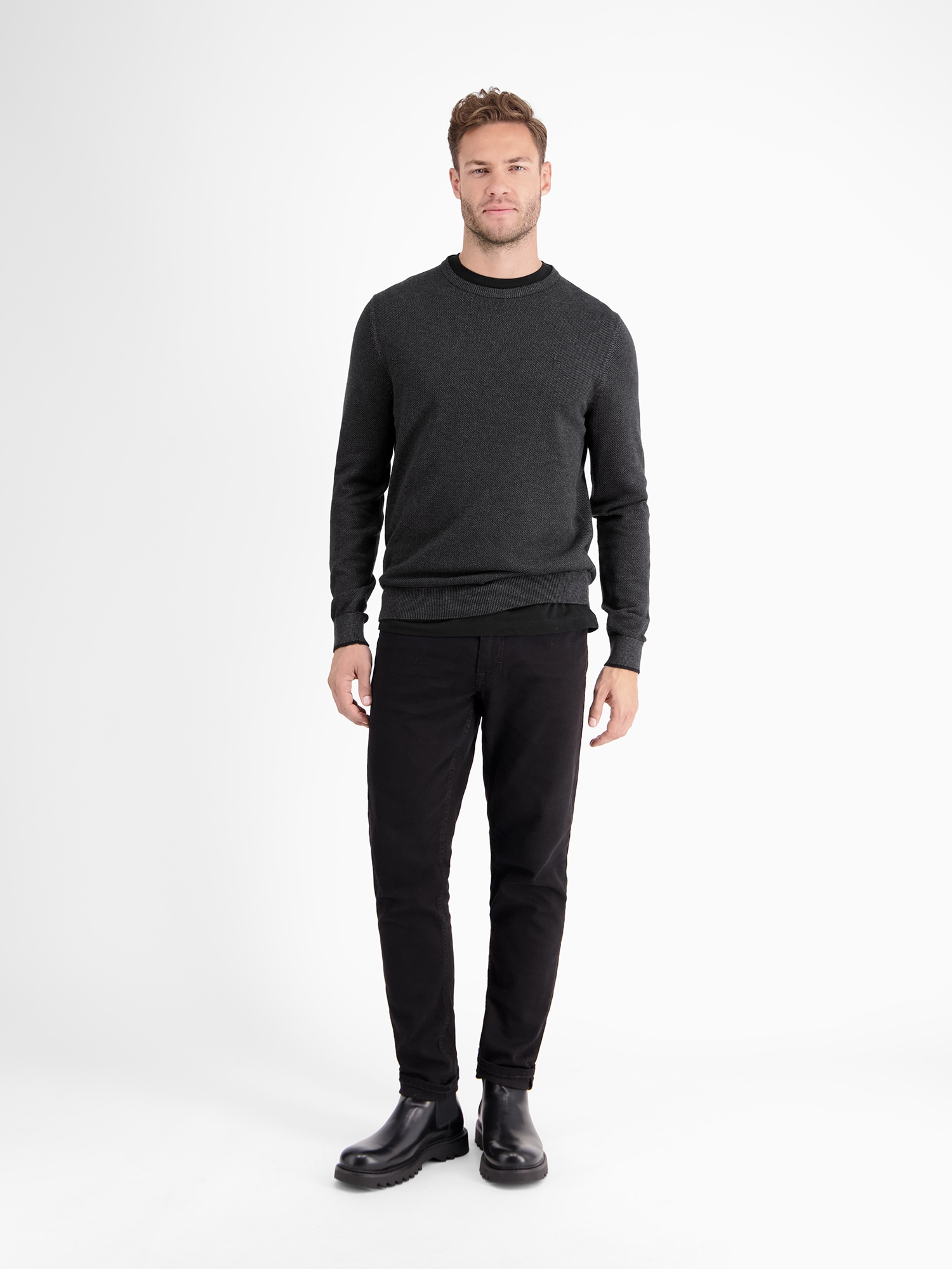 LERROS Strickpullover »LERROS Leichter Strickpullover mit schmaler Rippstuktur«