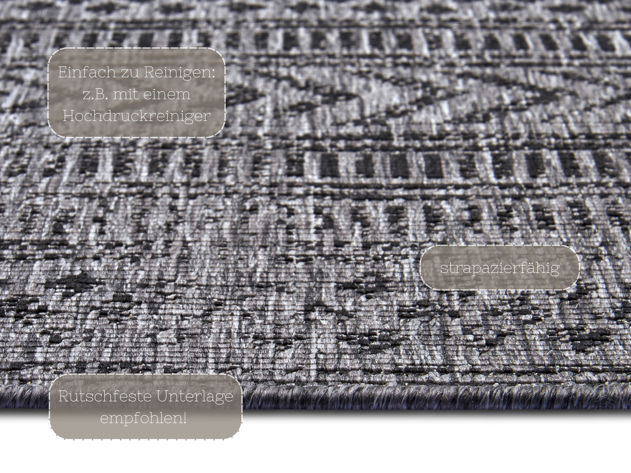 NORTHRUGS Teppich »BIRI Wendeteppich«, rechteckig, 5 mm Höhe, In-& Outdoor, Wetterfest, Balkon, Läufer, Wohnzimmer, Wasserfest, Boho