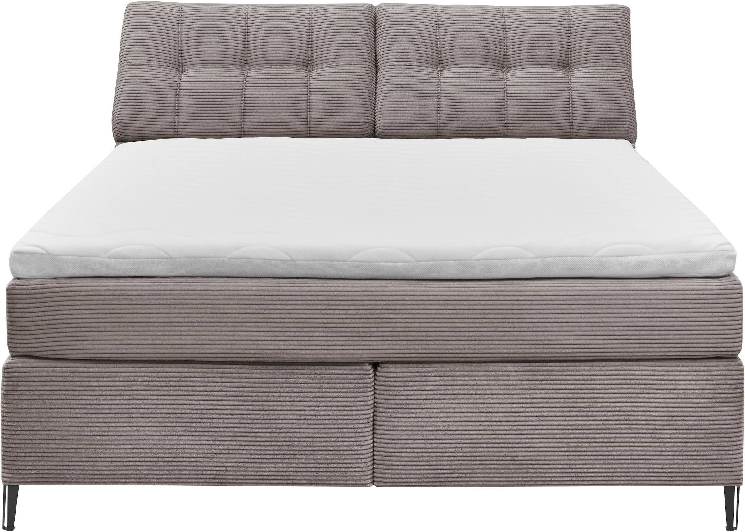 set one by Musterring Boxspringbett »Fairfield«, Kopfteil in Kassenoptik, Metallfuß schwarz, Breite 160 oder 180 cm