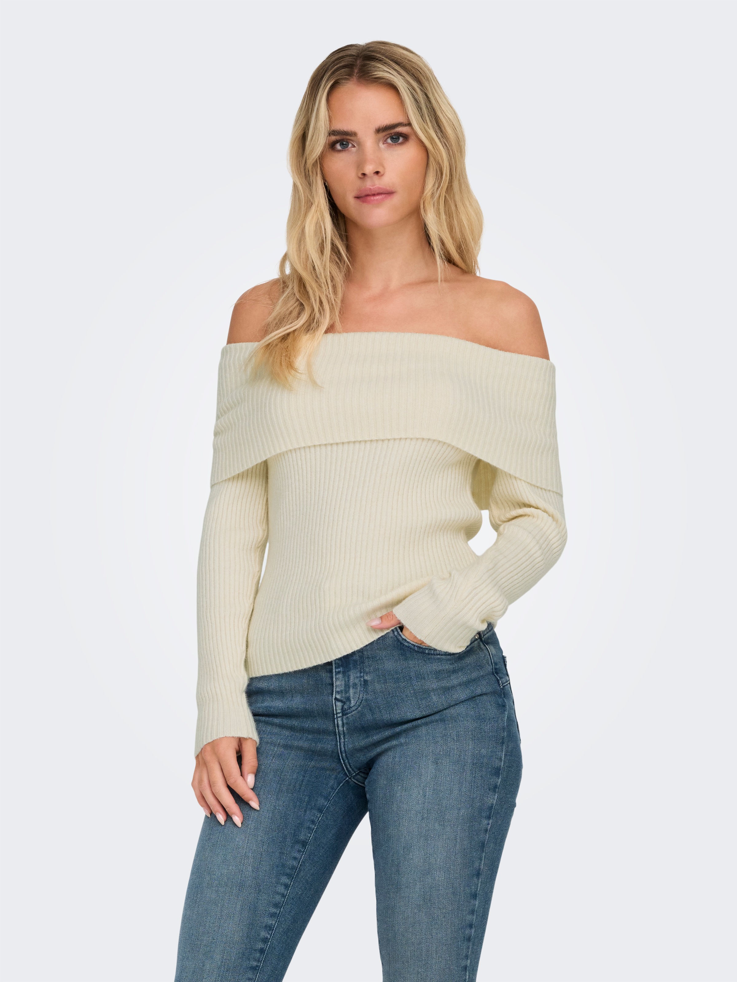 ONLY Strickpullover "ONLKATIA LIFE LS OFF SHOULDER KNT NOOS" Viskosemischun günstig online kaufen