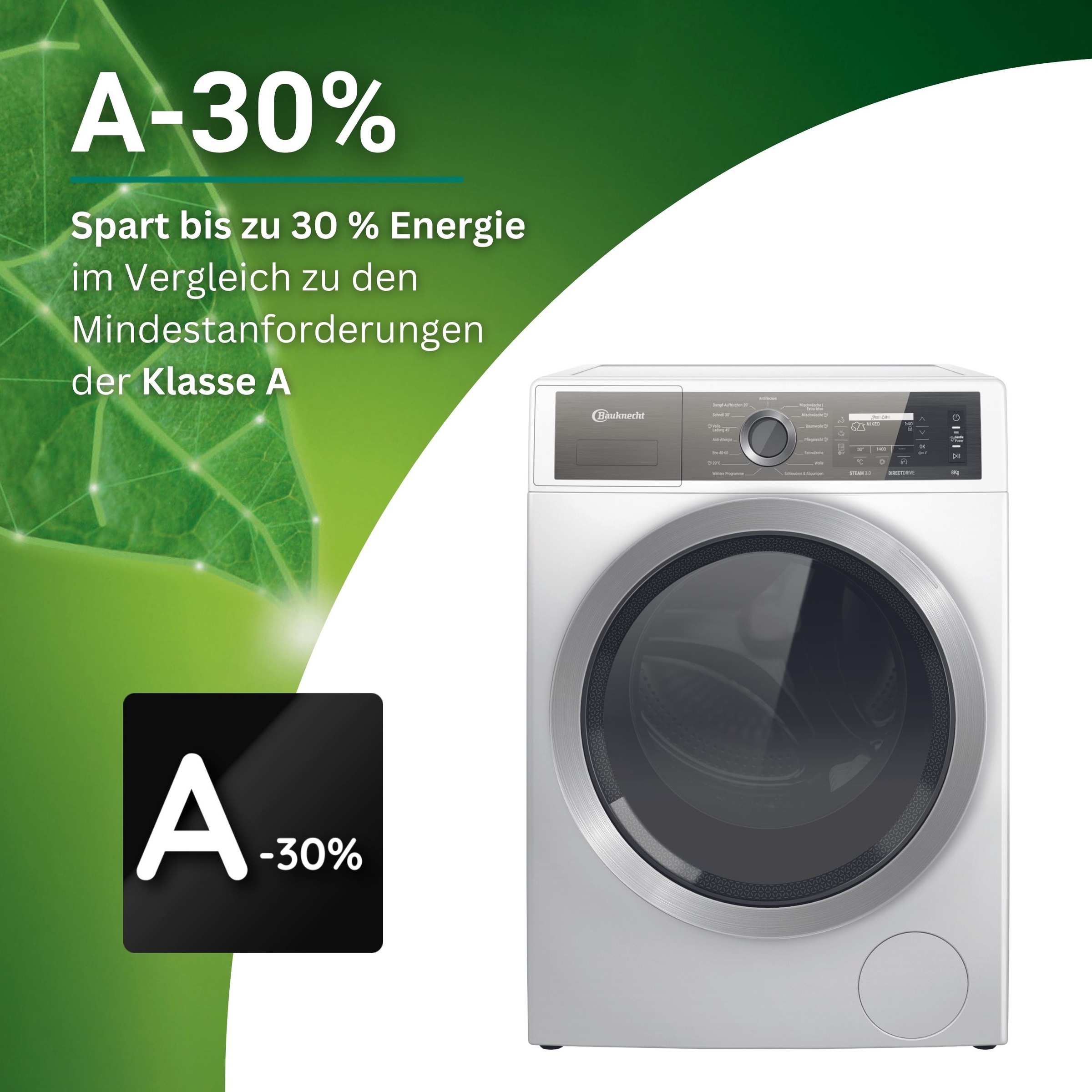 BAUKNECHT Waschmaschine »B7X 89E SILENCE DE«, 8 kg, 1400 U/min