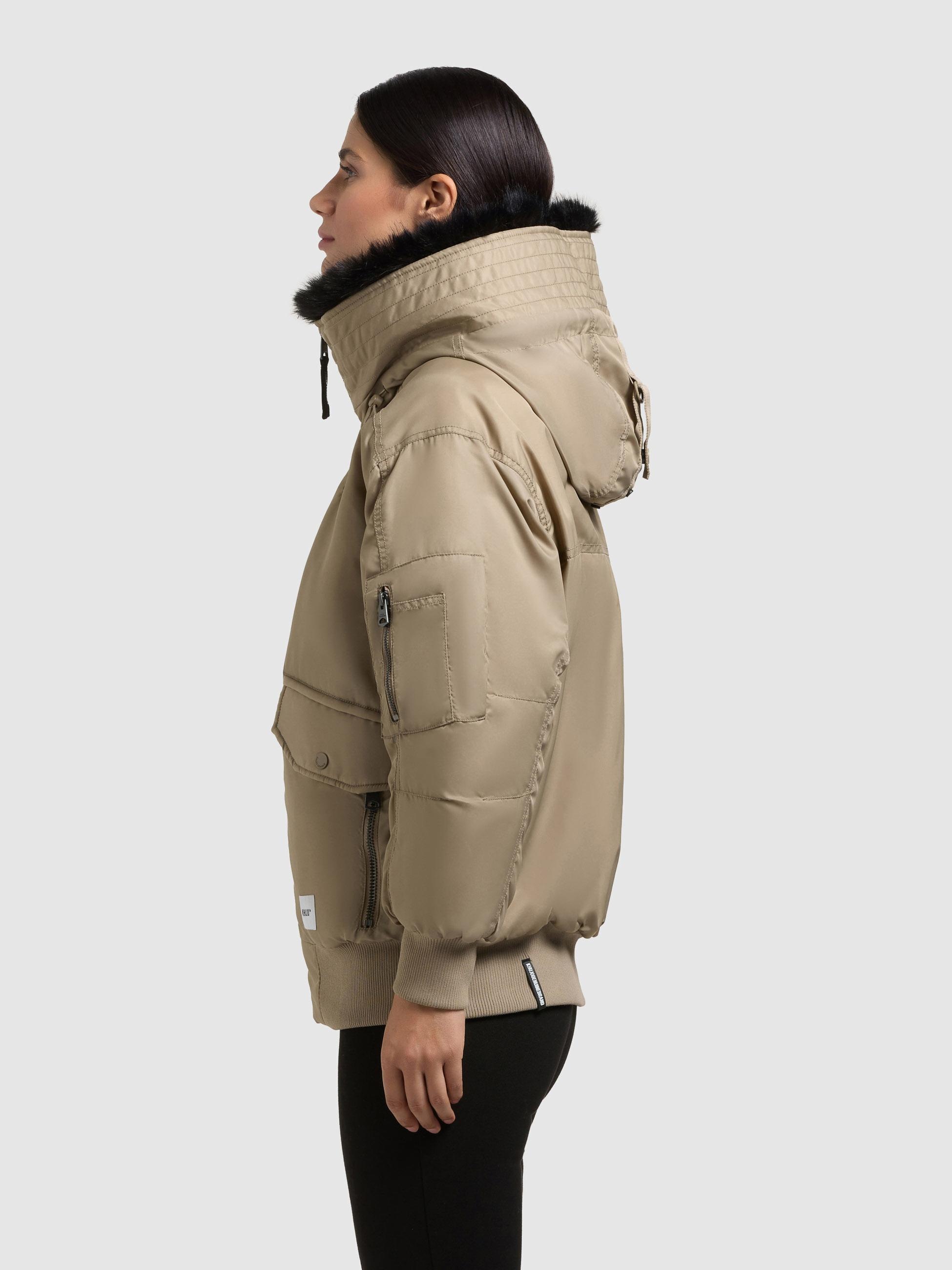 khujo Bomberjacke »Cela« mit Kapuze Oversize Winterjacke mit abnehmbarem Kunstpelz-Besatz