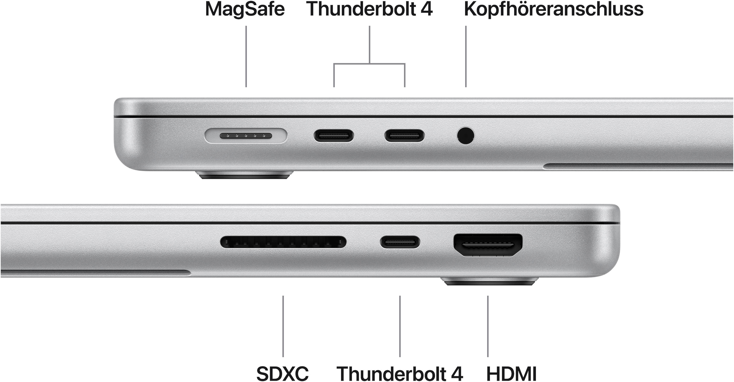 Apple Notebook »MacBook Pro 14"« 35,97 cm / 14,2 ″ Apple M5 10-Core GPU;HDMI;3,5 mm Kopfhöreranschluss;MagSafe 3 Anschluss;DisplayPort;Thunderbolt 4;USB 4 1.000 GB SSD