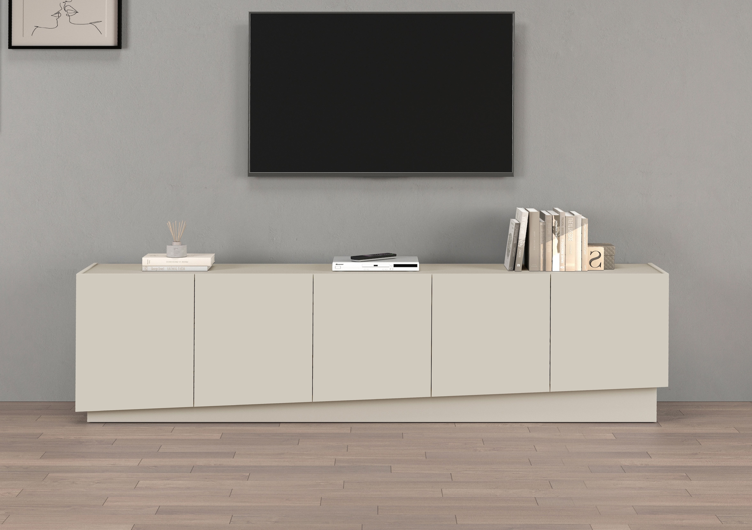 INOSIGN Lowboard "VELA, Höhe 60 cm, Breite 225 cm,Design mit schrägen Türen günstig online kaufen