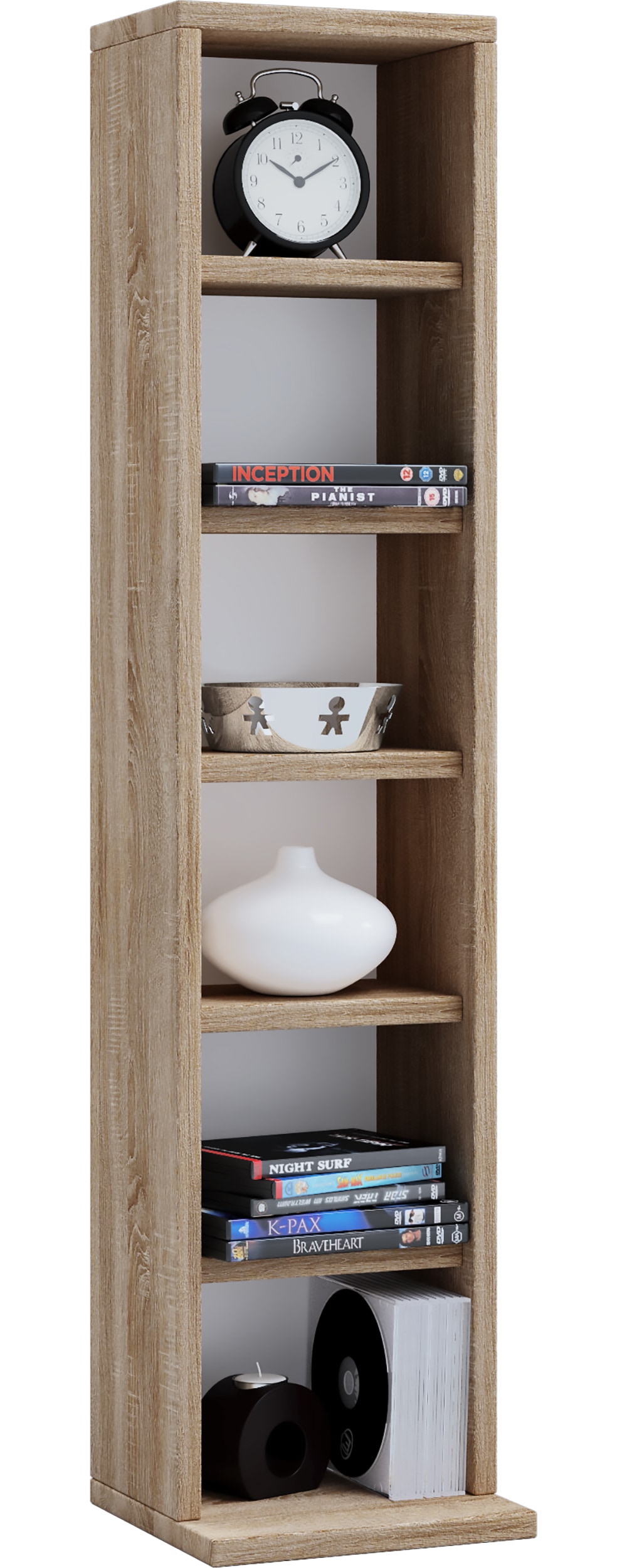 Standregal VCM, B:21cm T:20cm, braun, Wohnzimmer, Regale, "Holz CD DVD Stand Aufbewahrung Deko Regal Elementa"