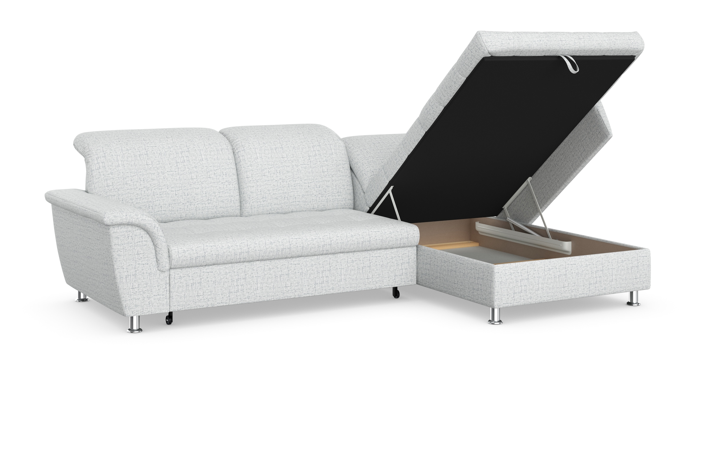 DOMO collection Ecksofa Franzi, wahlweise mit Bettfunktion, Bettkasten und Kopfteilverstellung