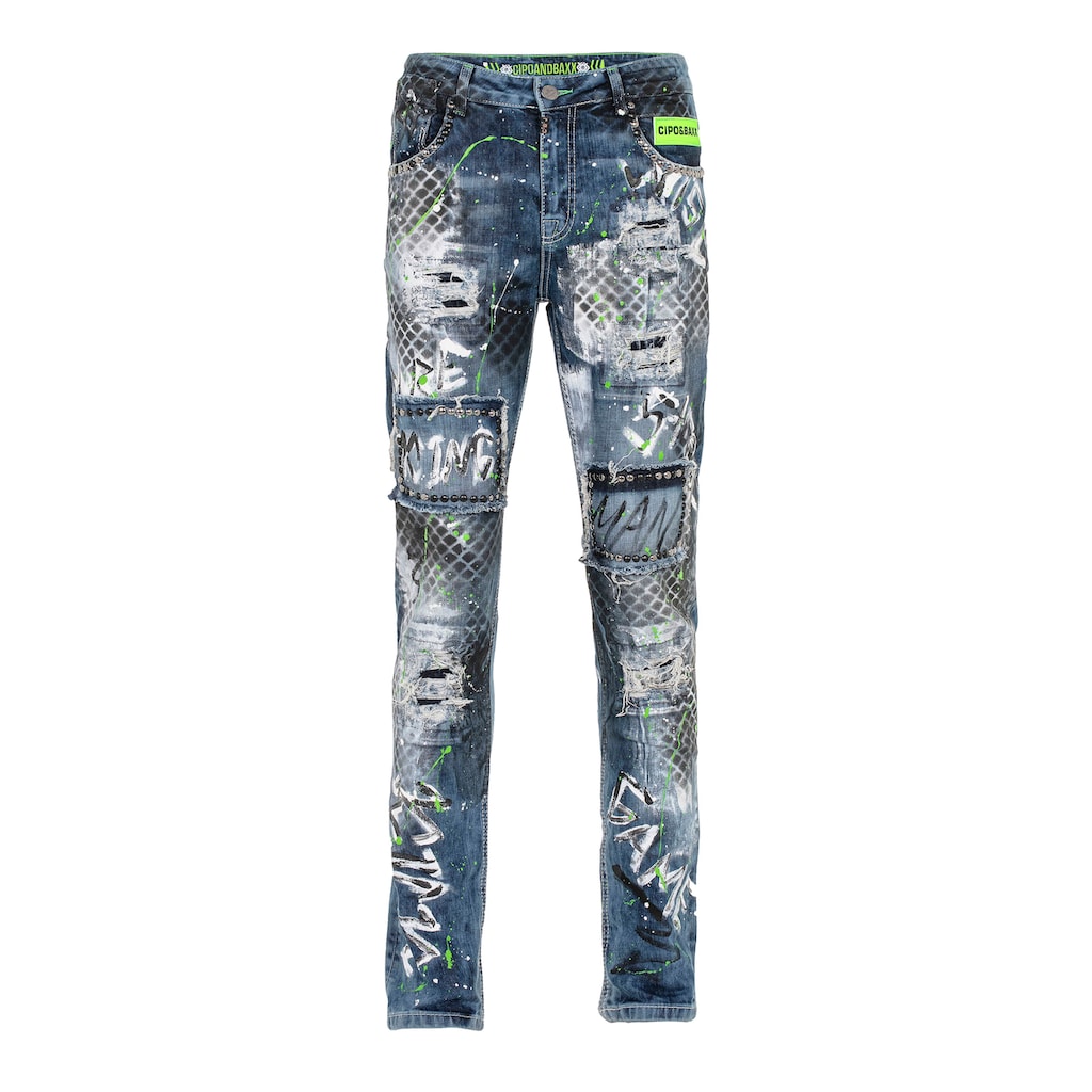 Cipo & Baxx Bequeme Jeans, mit Farbspritzern und Nieten